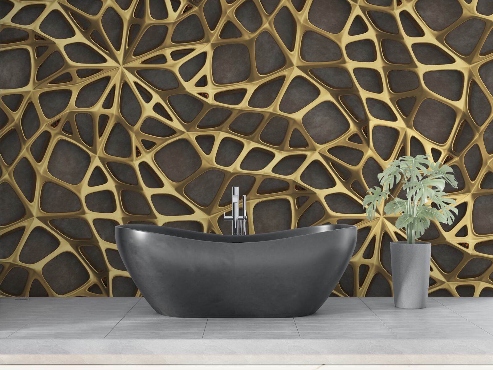 Fototapet rețeaua este aurie pe un fundal maro