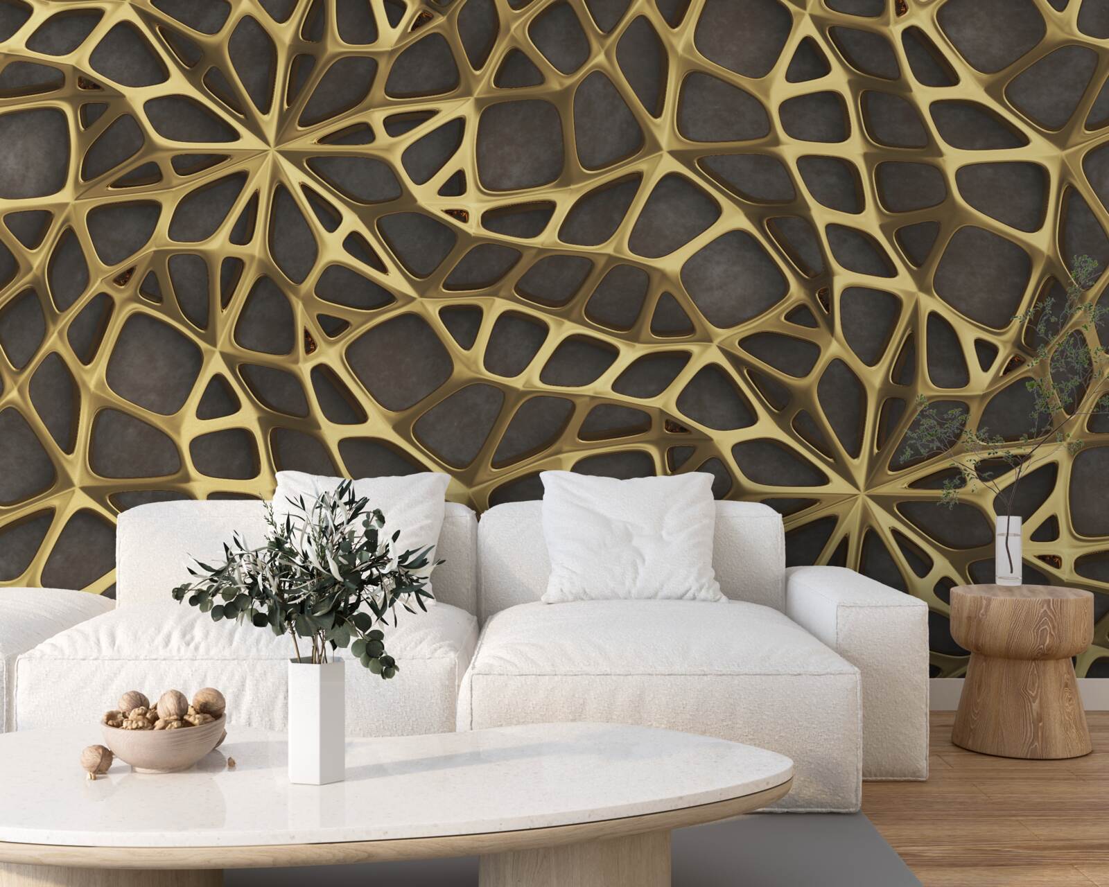 Fototapet rețeaua este aurie pe un fundal maro