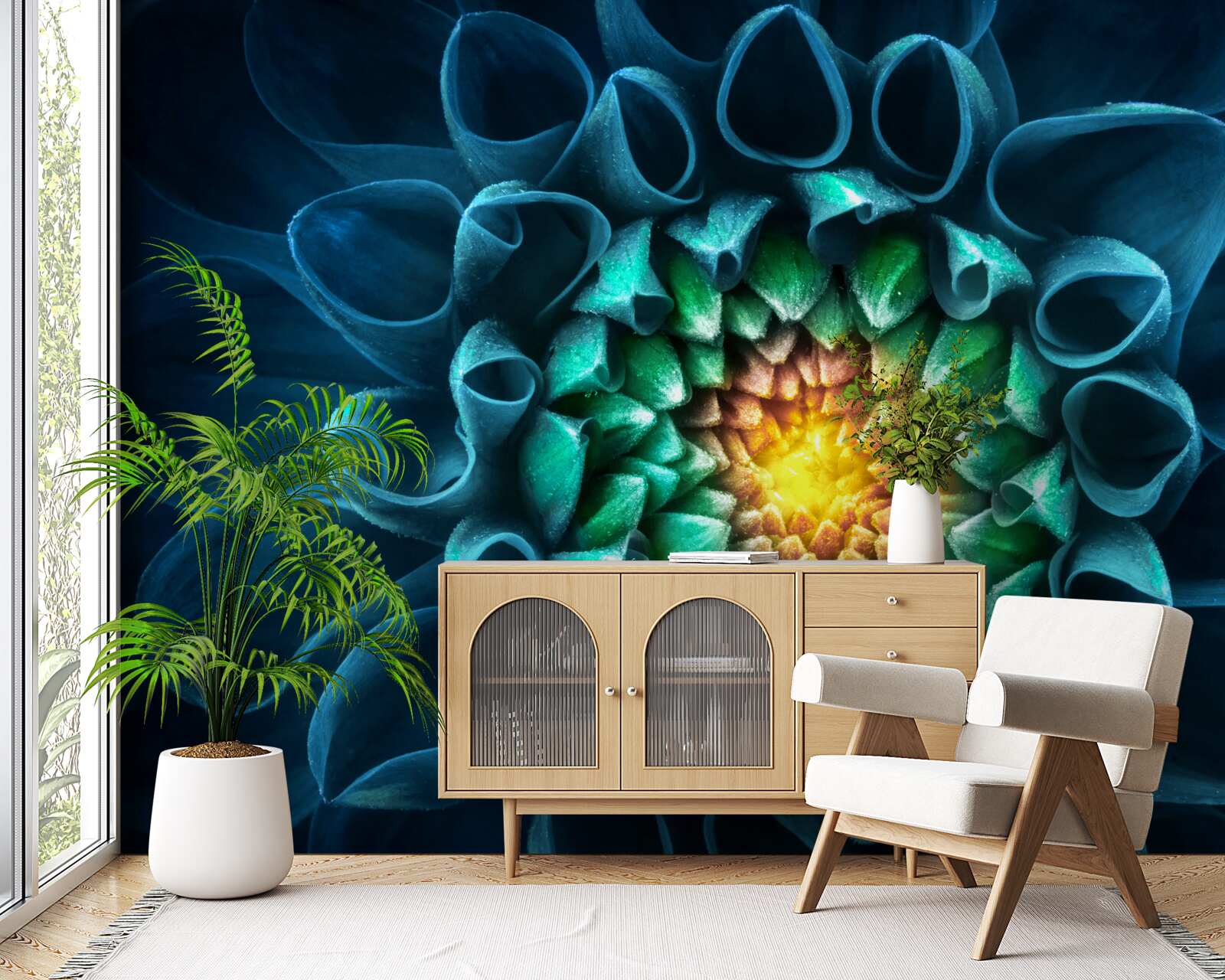 Fototapet stil abstract albastru bujor de bujor