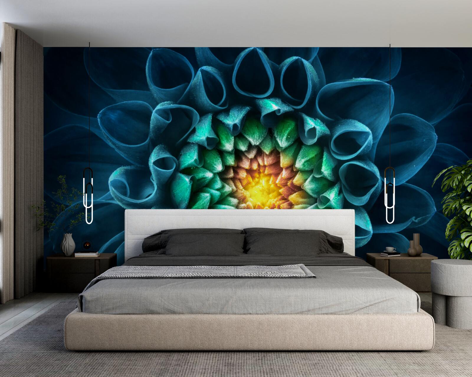 Fototapet stil abstract albastru bujor de bujor