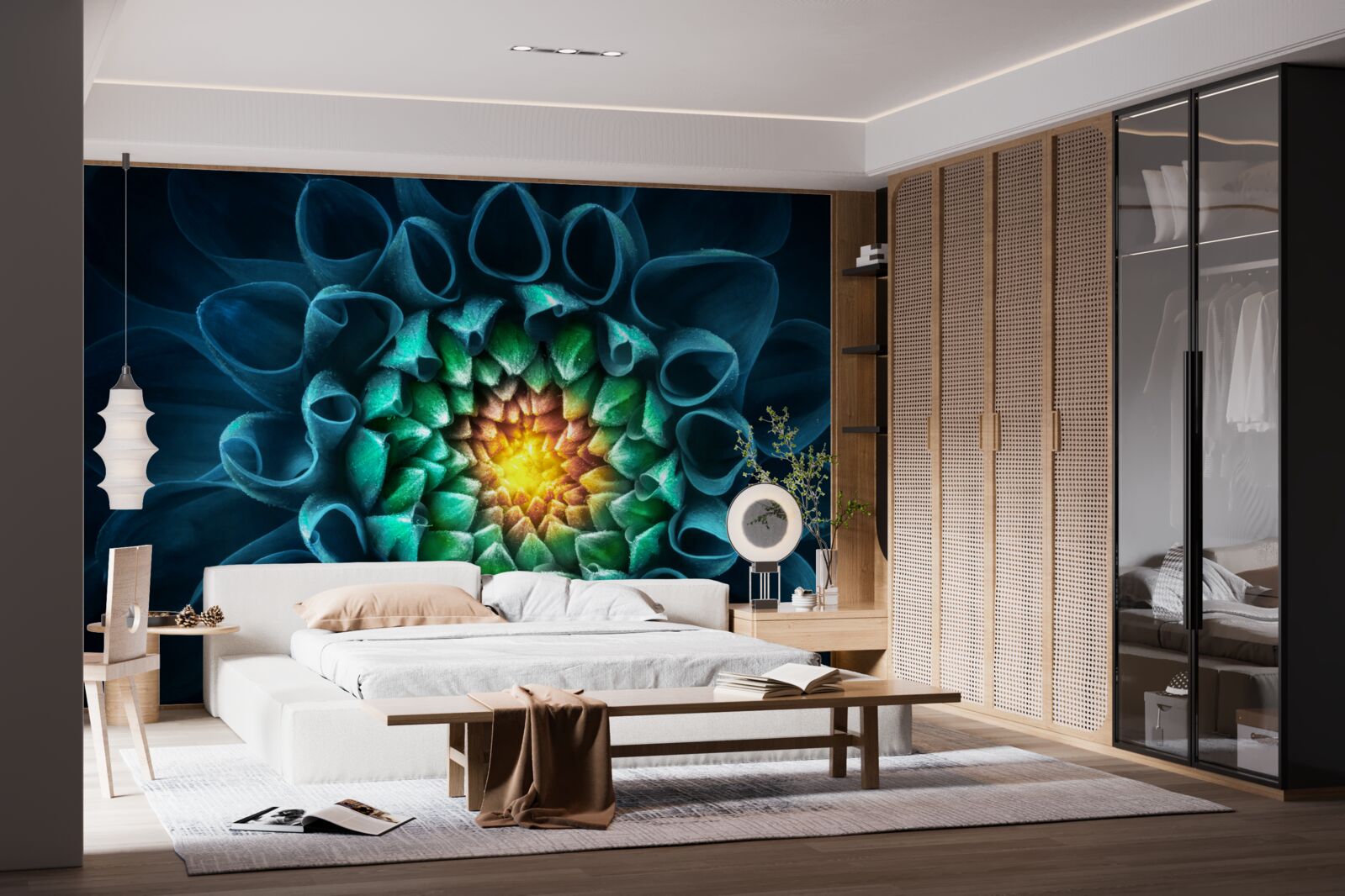 Fototapet stil abstract albastru bujor de bujor