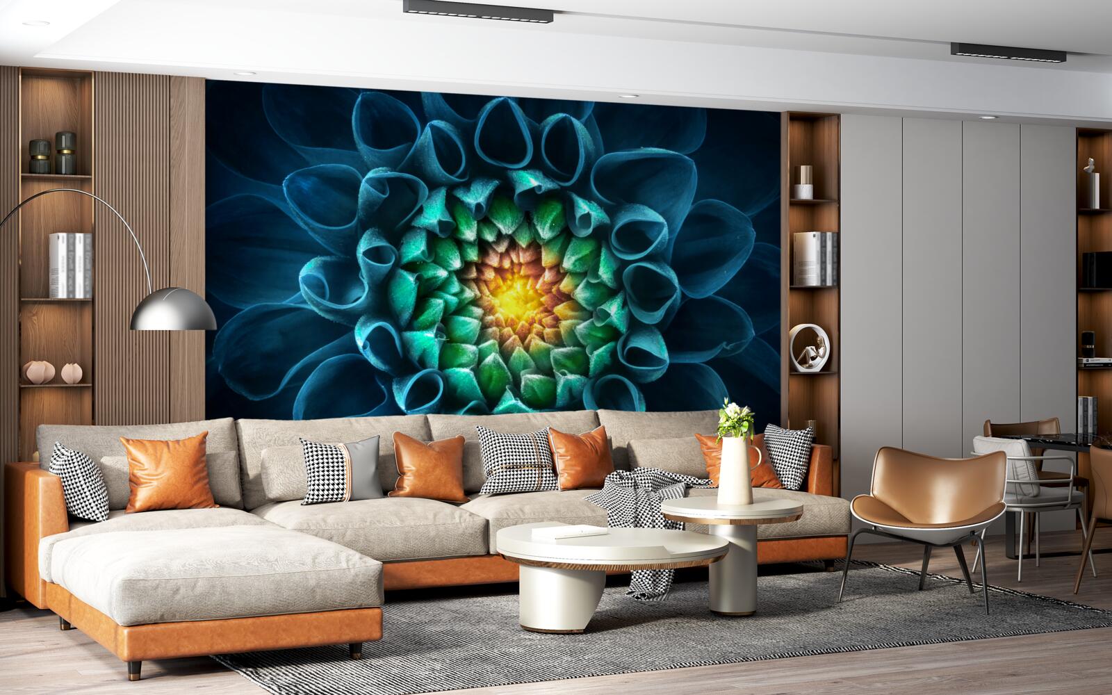 Fototapet stil abstract albastru bujor de bujor