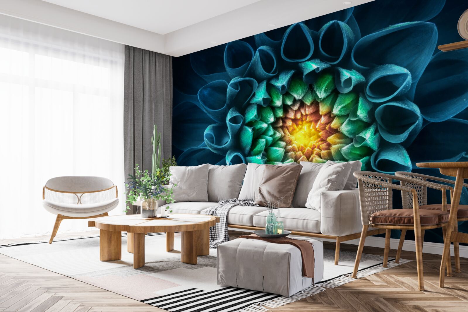 Fototapet stil abstract albastru bujor de bujor