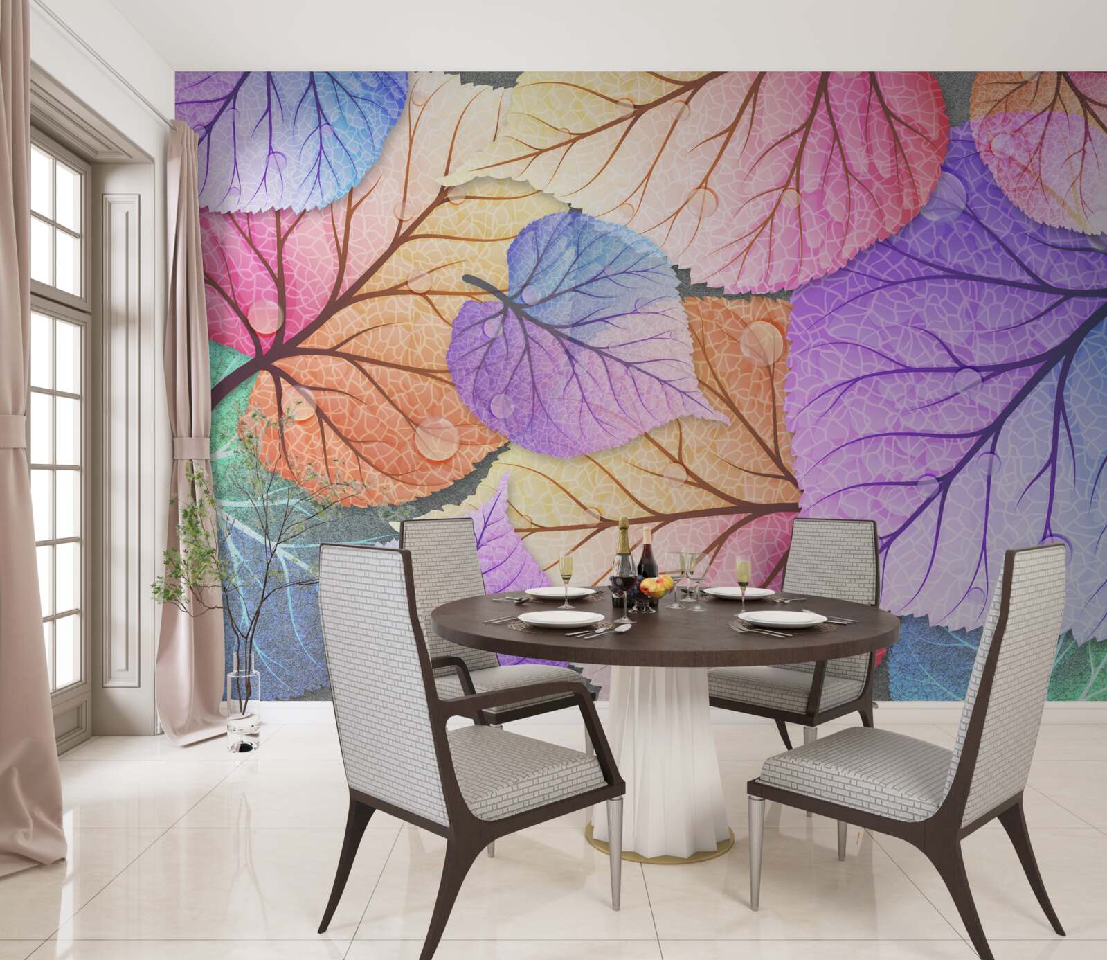 Fototapet frunze de toamnă pictate în culori vii