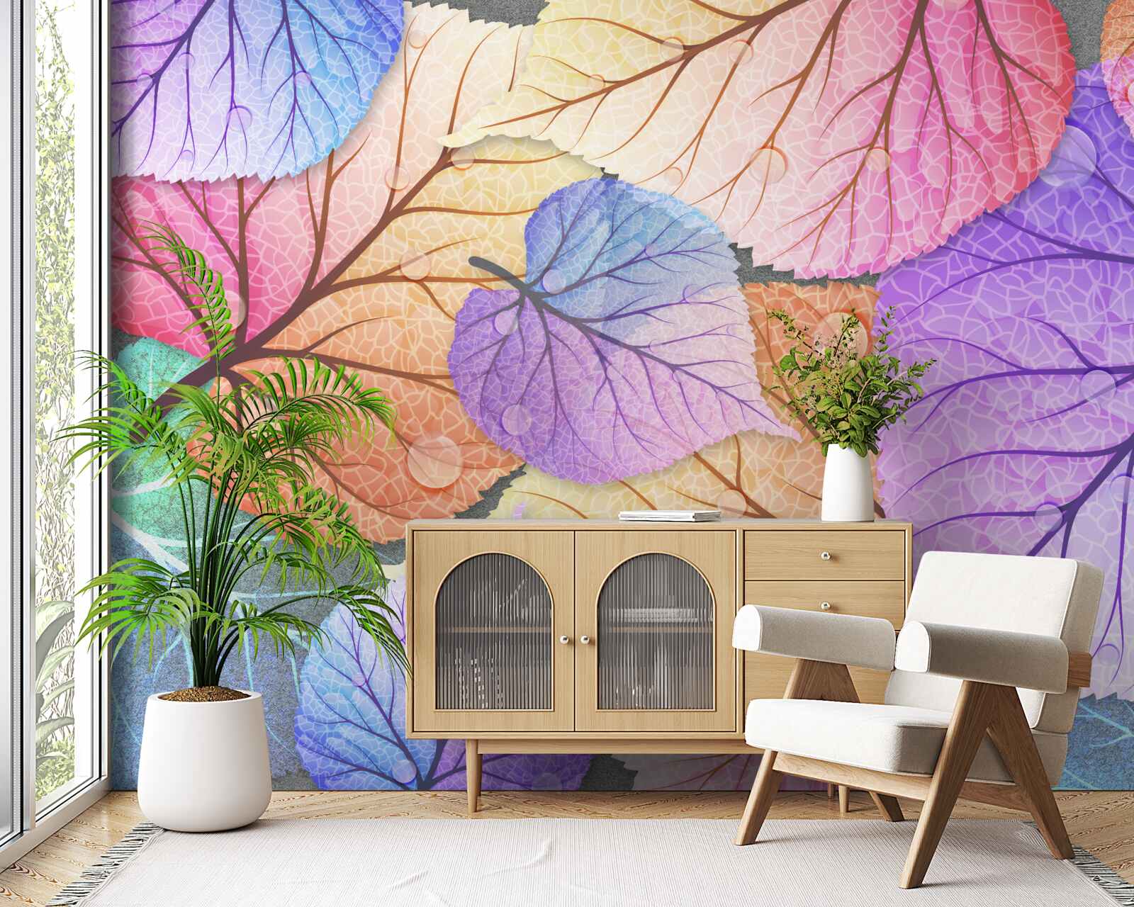 Fototapet frunze de toamnă pictate în culori vii