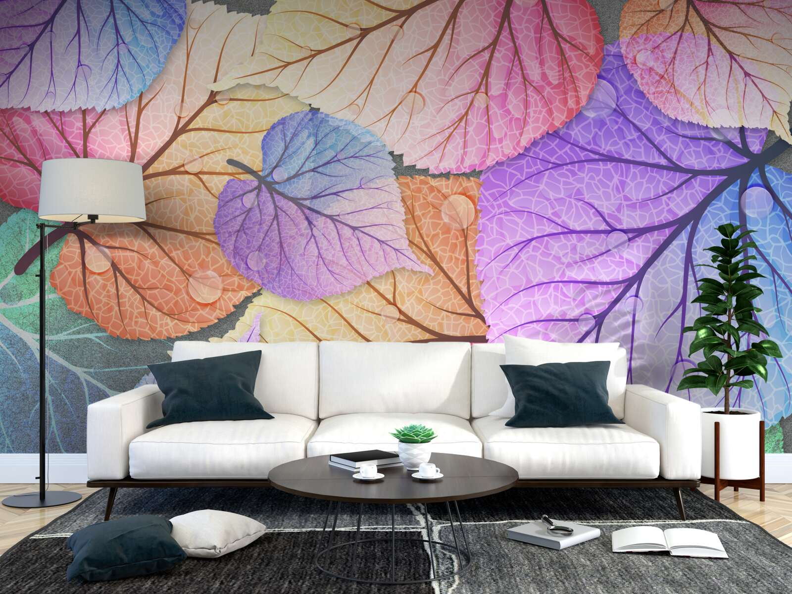 Fototapet frunze de toamnă pictate în culori vii