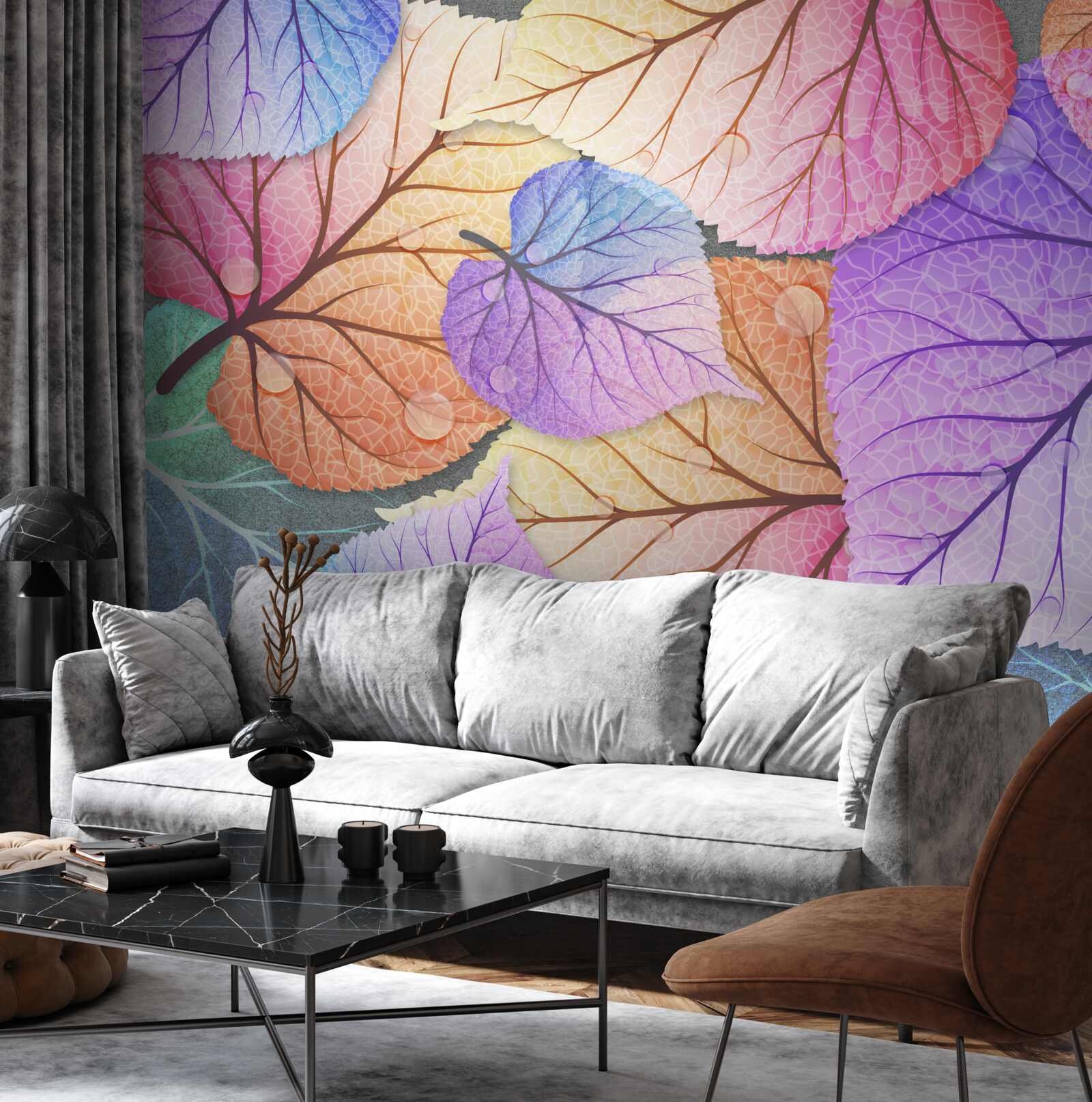 Fototapet frunze de toamnă pictate în culori vii