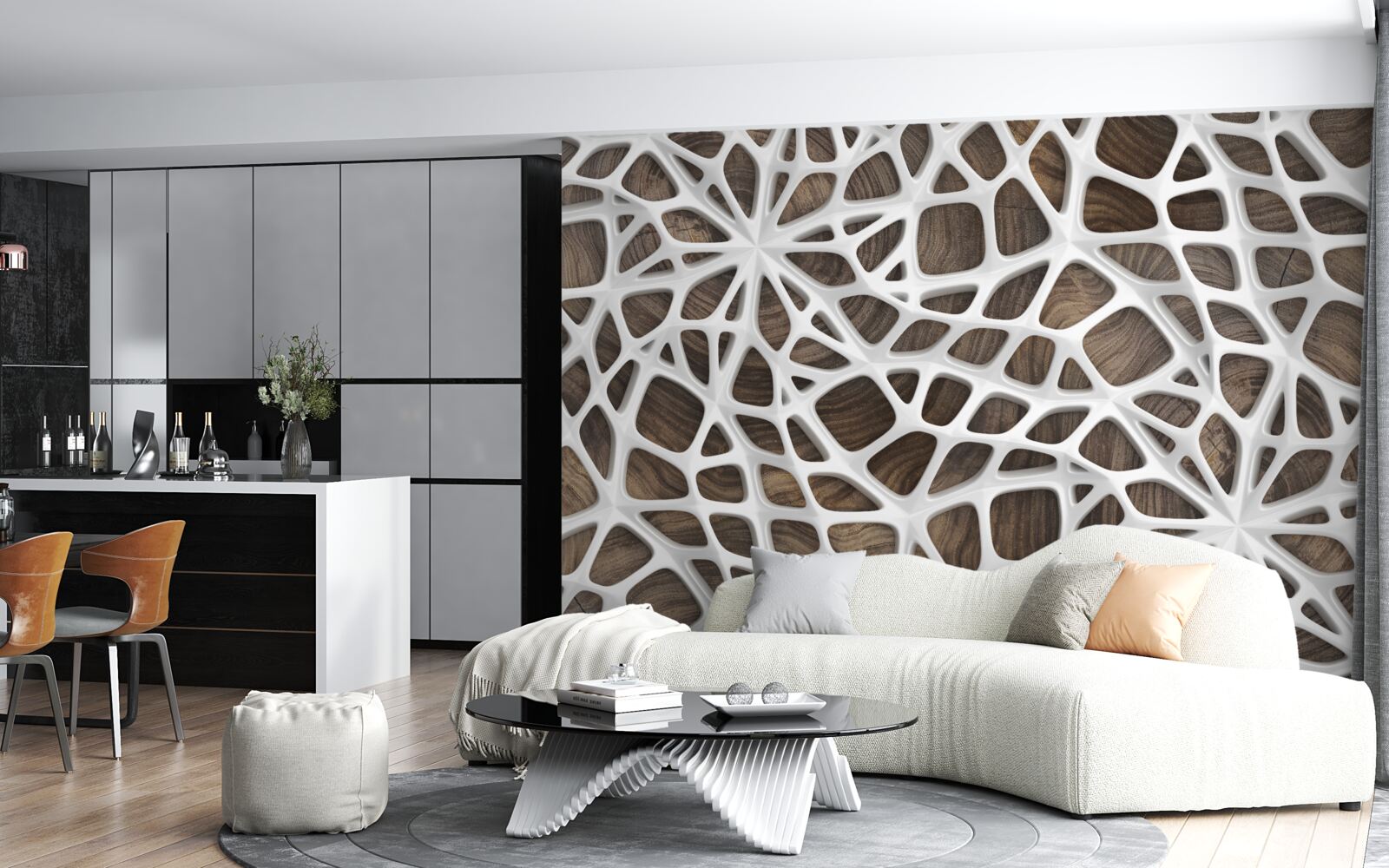 Fototapet rețea volumetrică albă ca zăpada