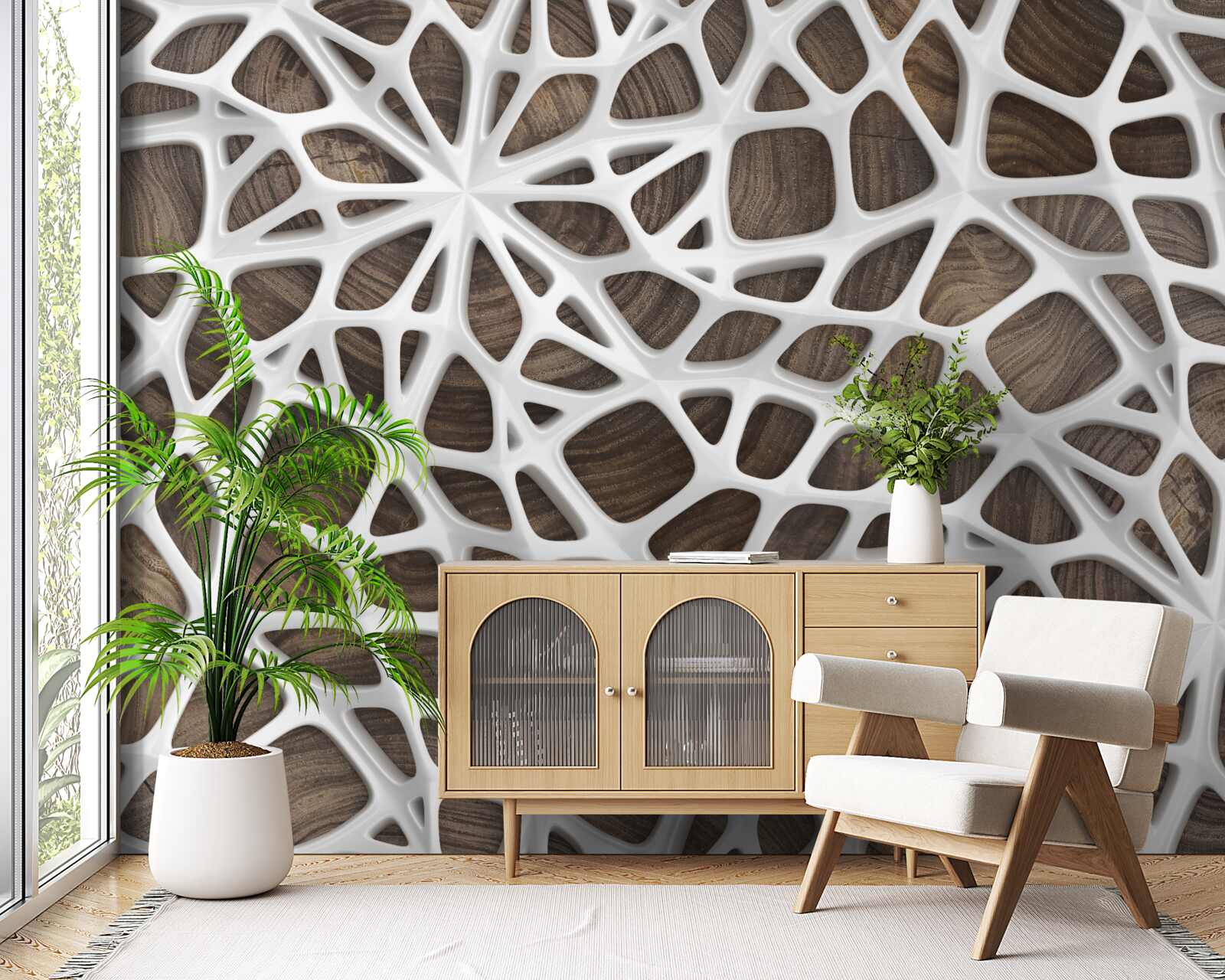 Fototapet rețea volumetrică albă ca zăpada