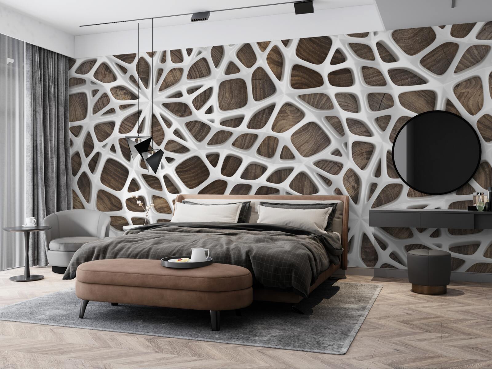 Fototapet rețea volumetrică albă ca zăpada