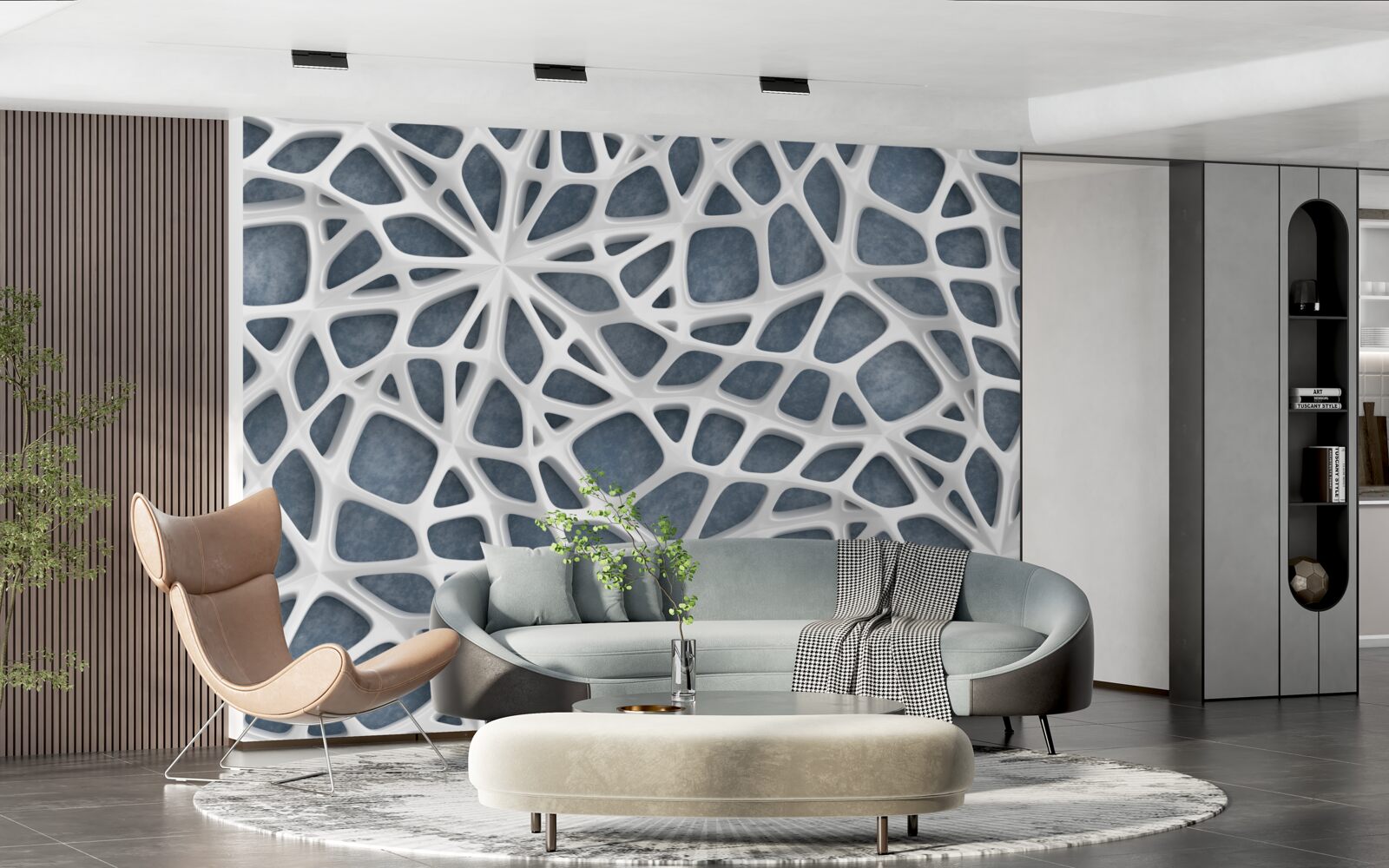 Fototapet dantelă albă pe fundal albastru