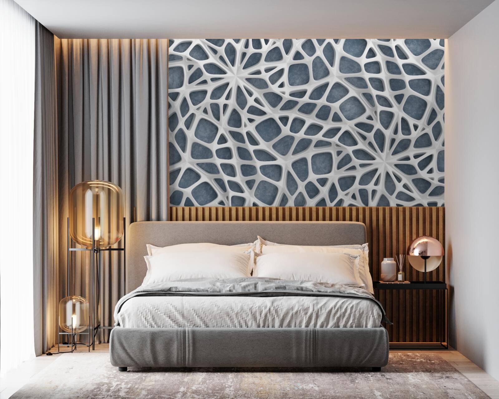 Fototapet dantelă albă pe fundal albastru