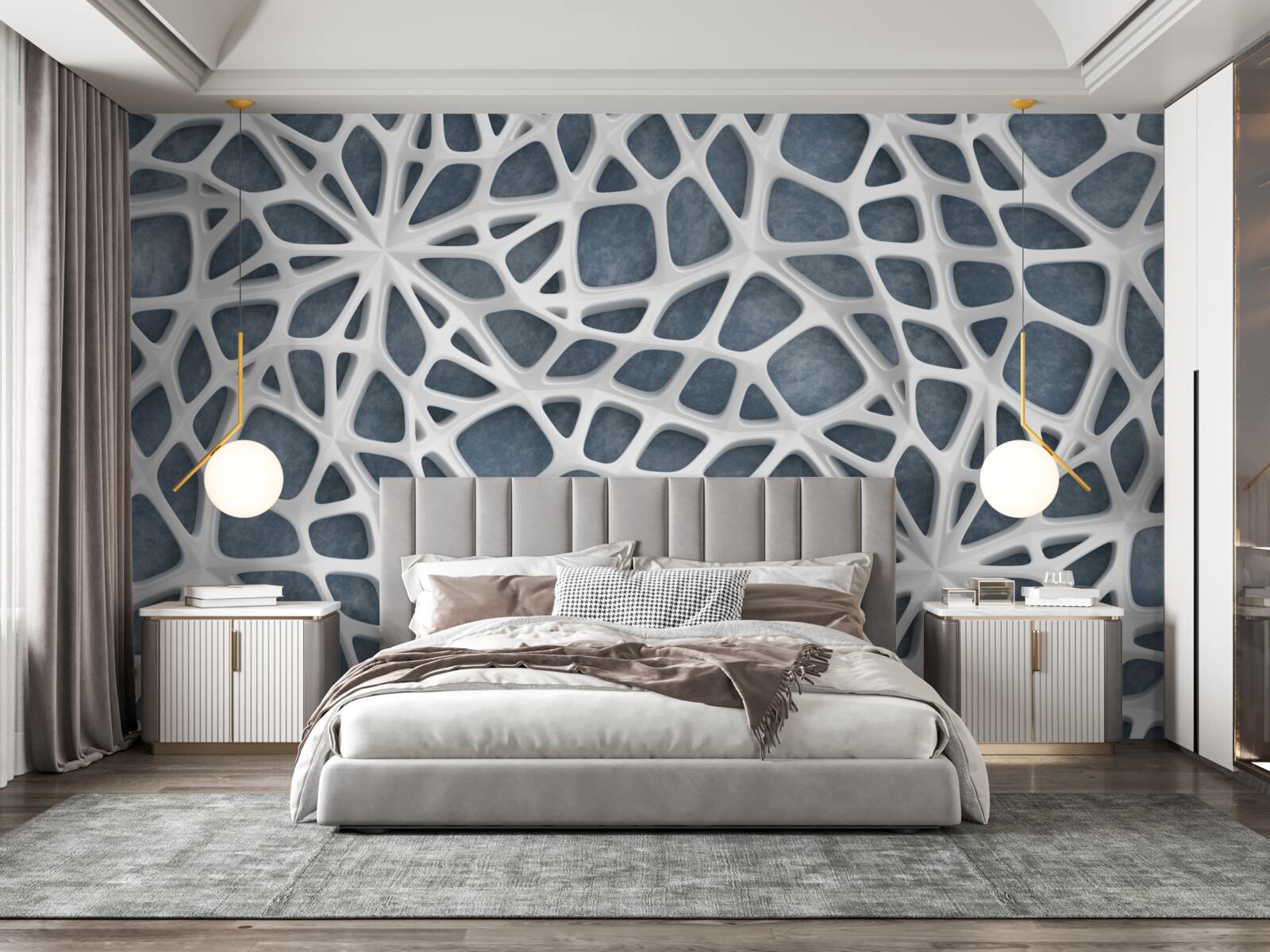 Fototapet dantelă albă pe fundal albastru