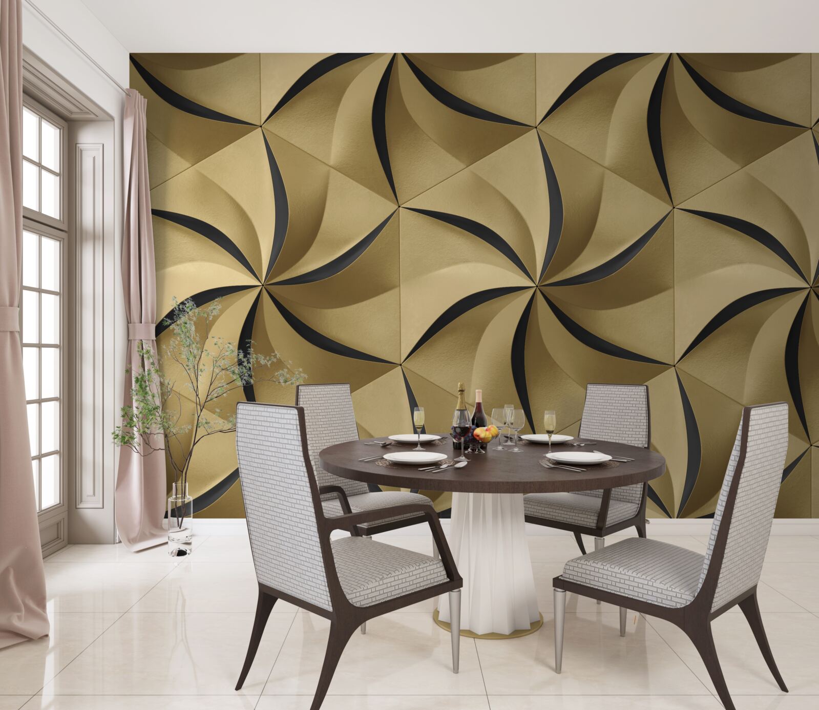 Fototapet stele de muștar în stil geometric