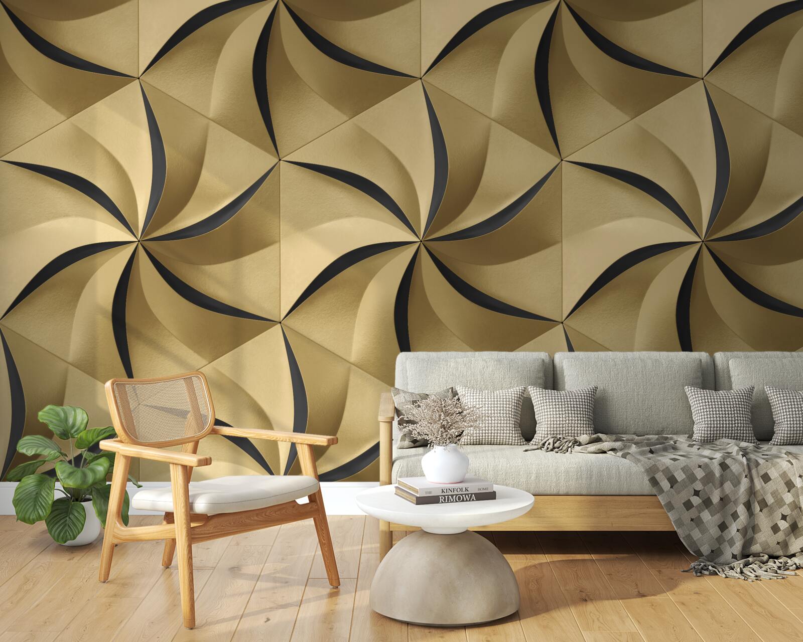 Fototapet stele de muștar în stil geometric