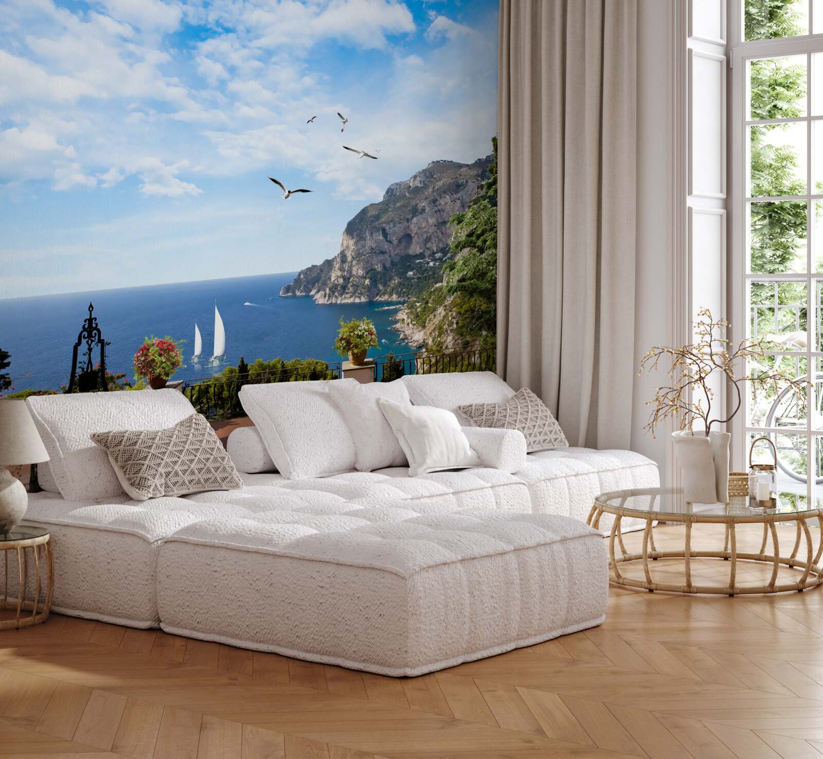 Fototapet ocean și munți în peisaj