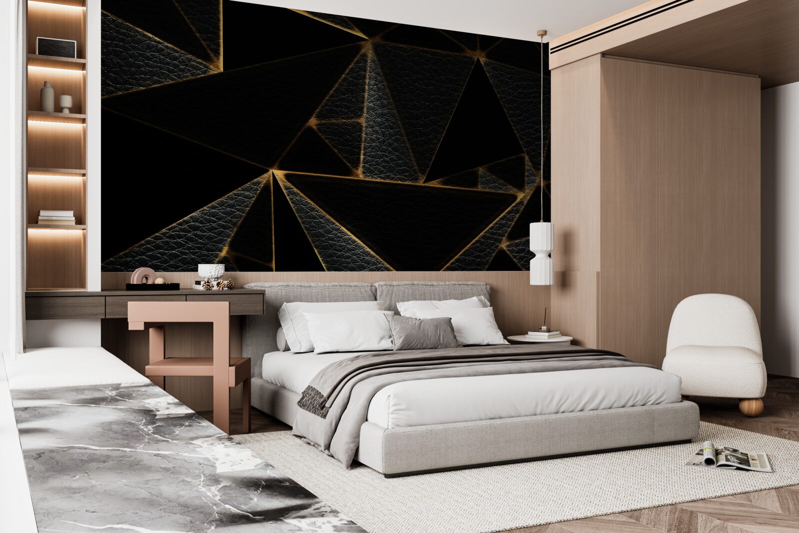 Fototapet capac din sticlă cu marmură neagră