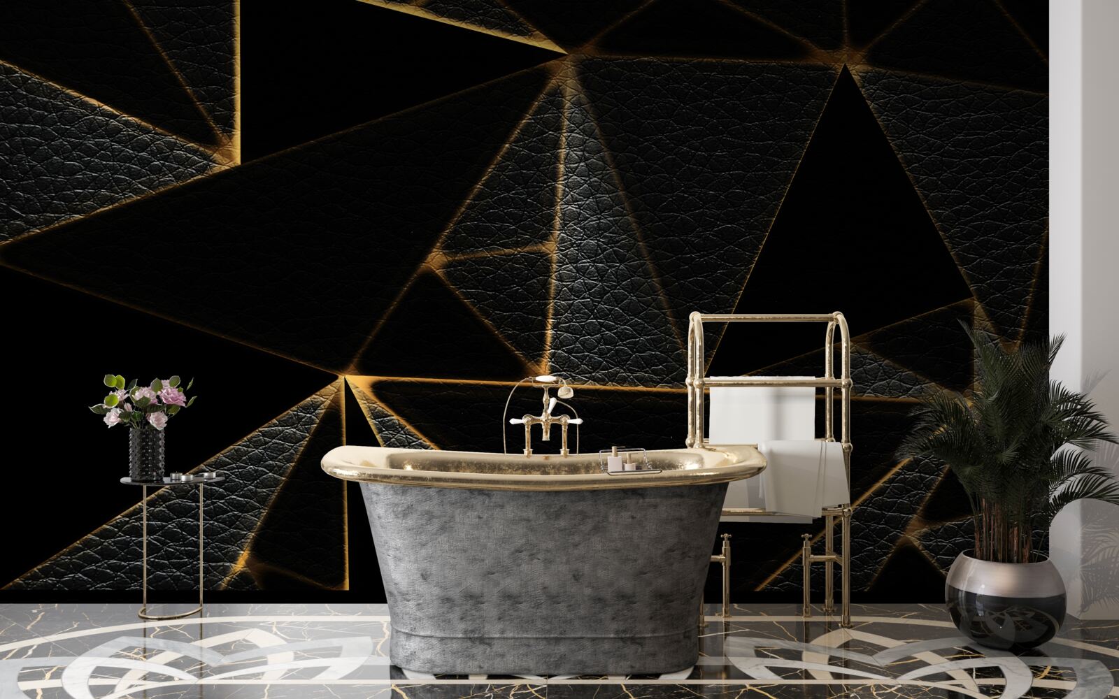 Fototapet capac din sticlă cu marmură neagră