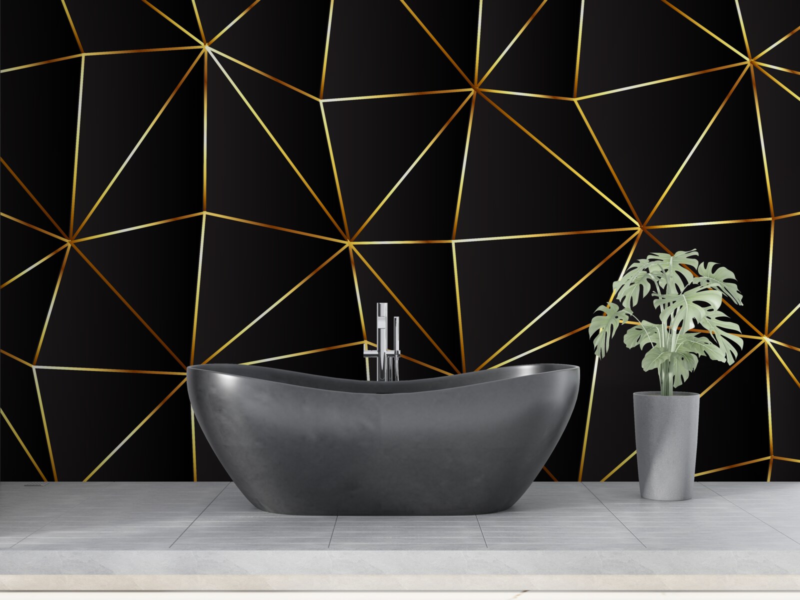 Fototapet elemente de aur pe un fundal negru triunghi