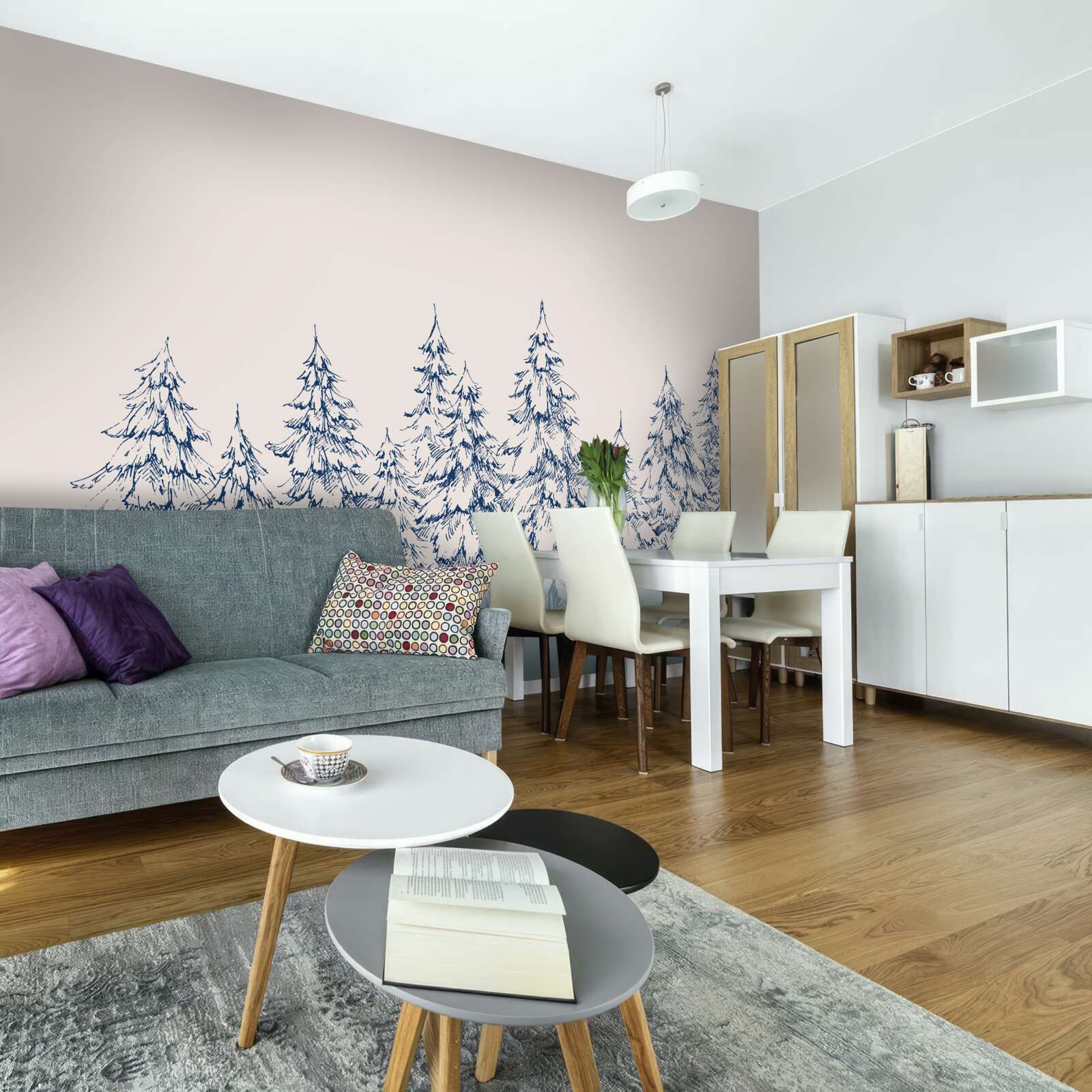 Fototapet pădure de conifere iarna