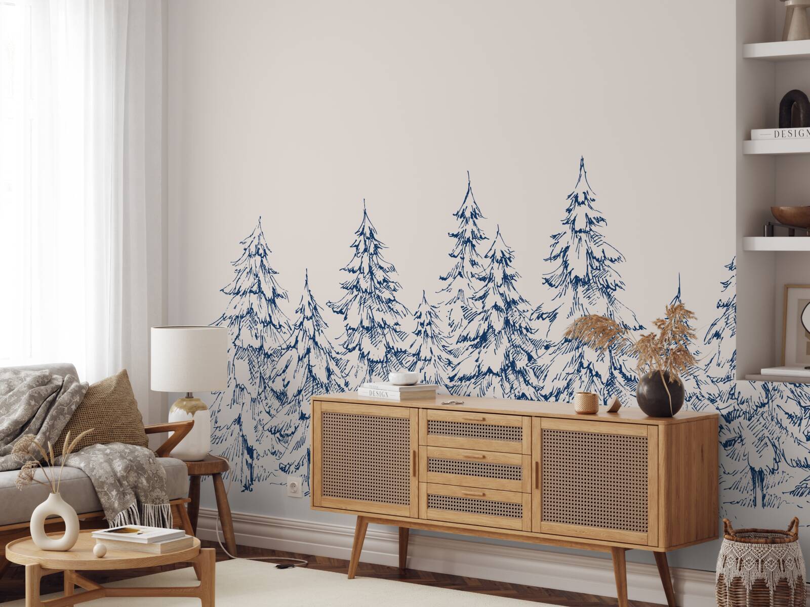 Fototapet pădure de conifere iarna