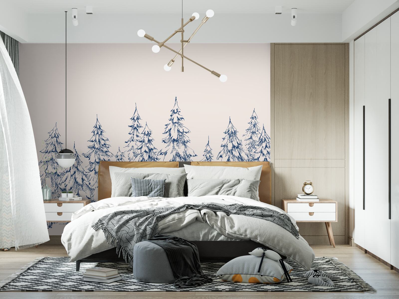 Fototapet pădure de conifere iarna