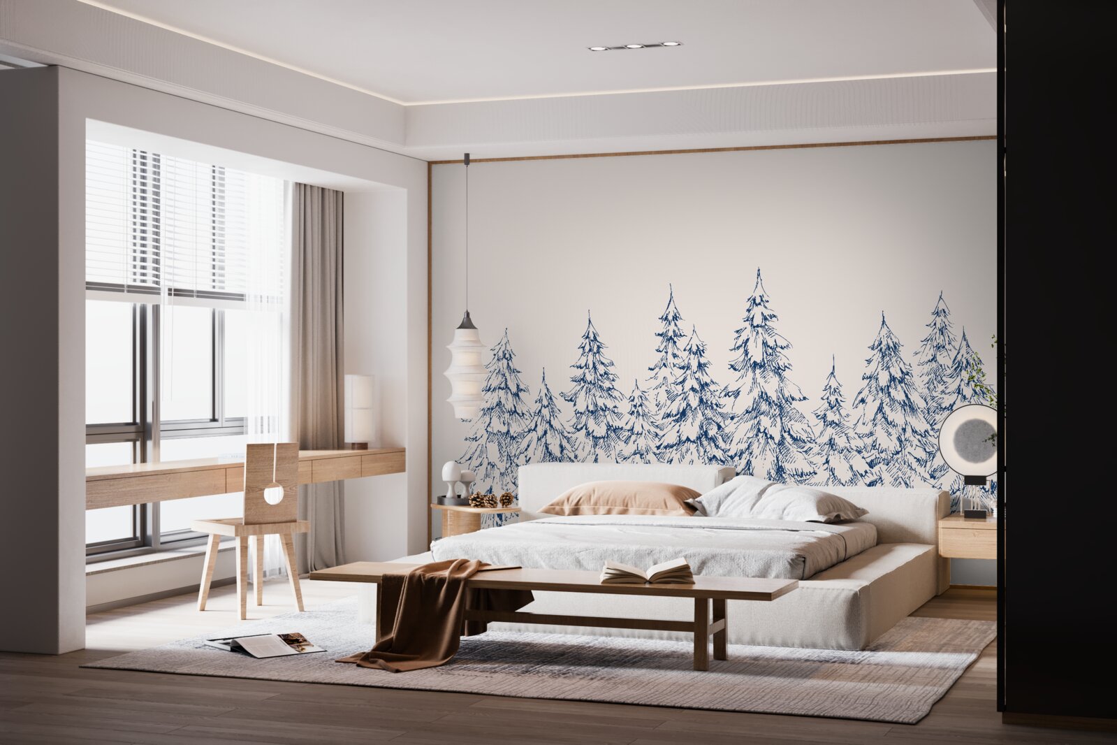 Fototapet pădure de conifere iarna