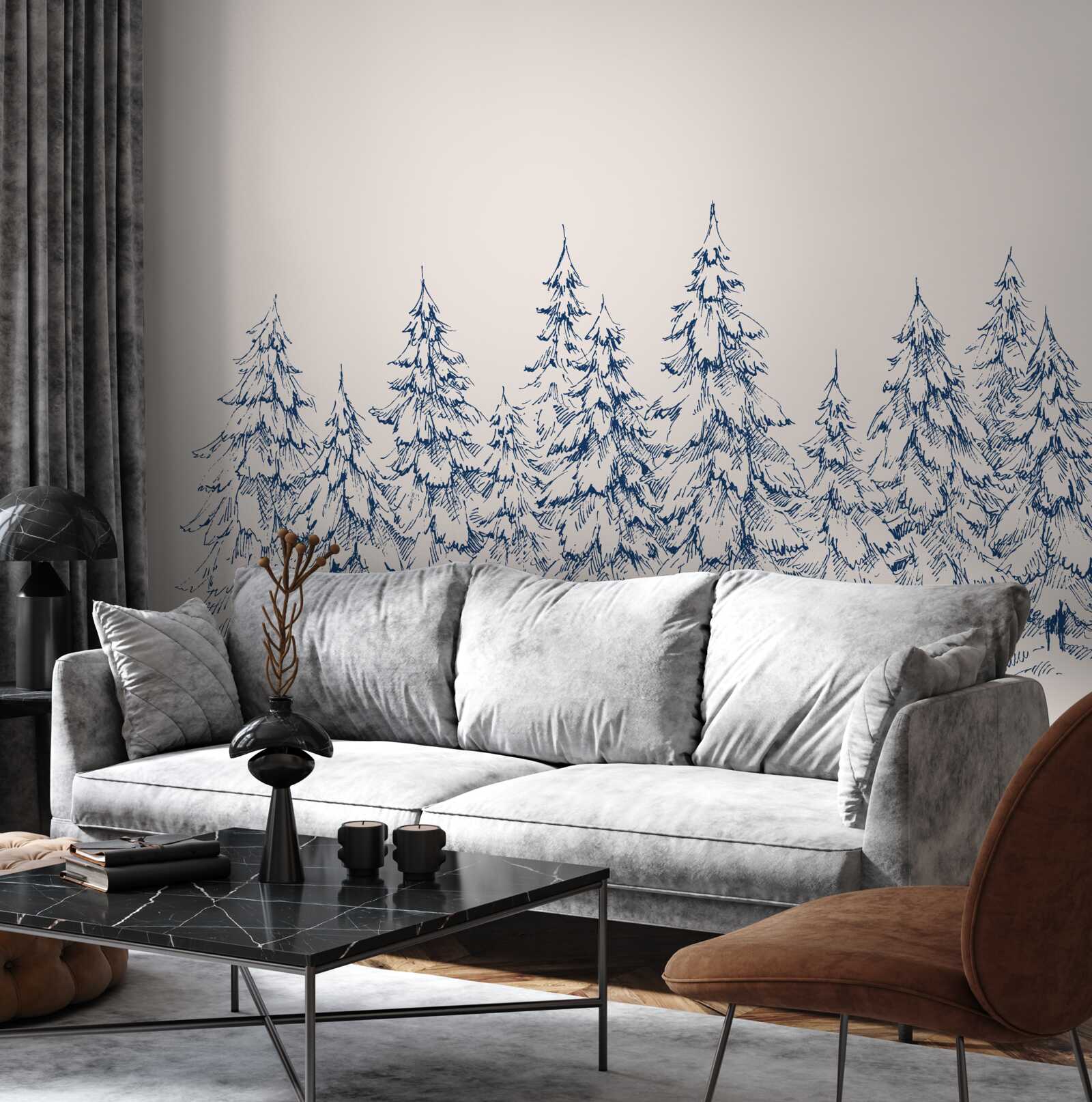 Fototapet pădure de conifere iarna