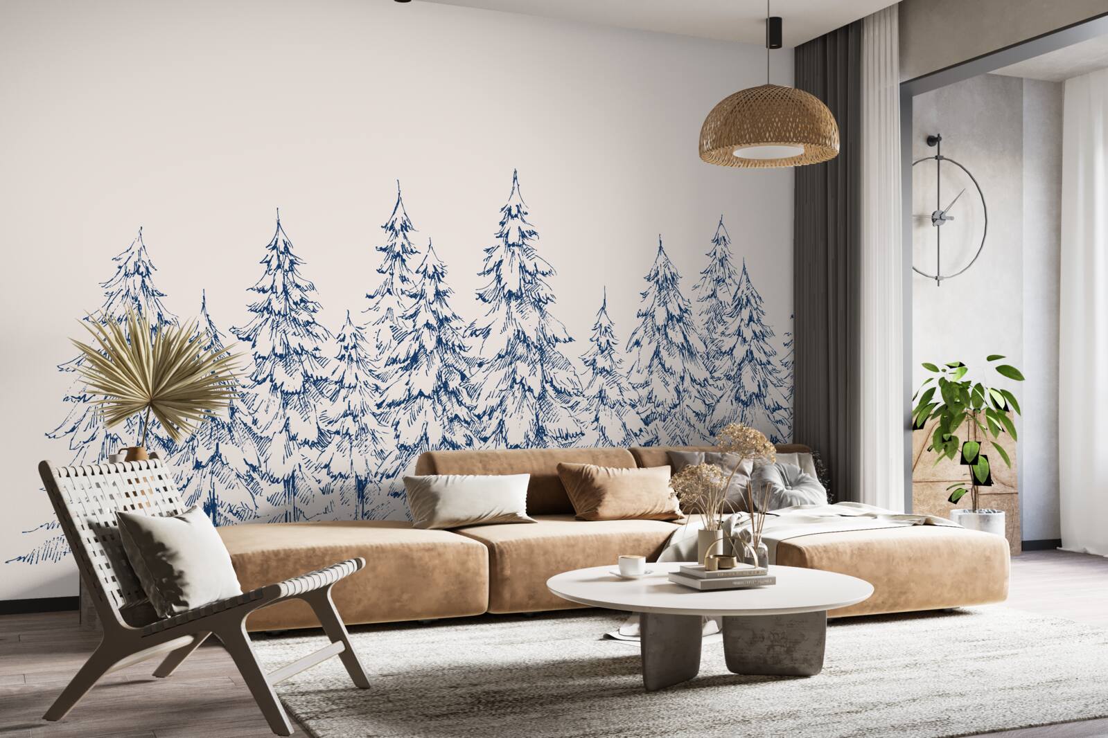 Fototapet pădure de conifere iarna