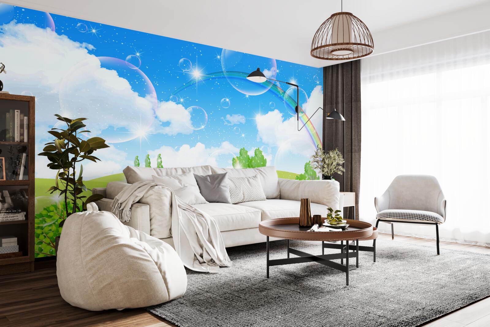 Fototapet câmpuri de vară cu copaci verzi