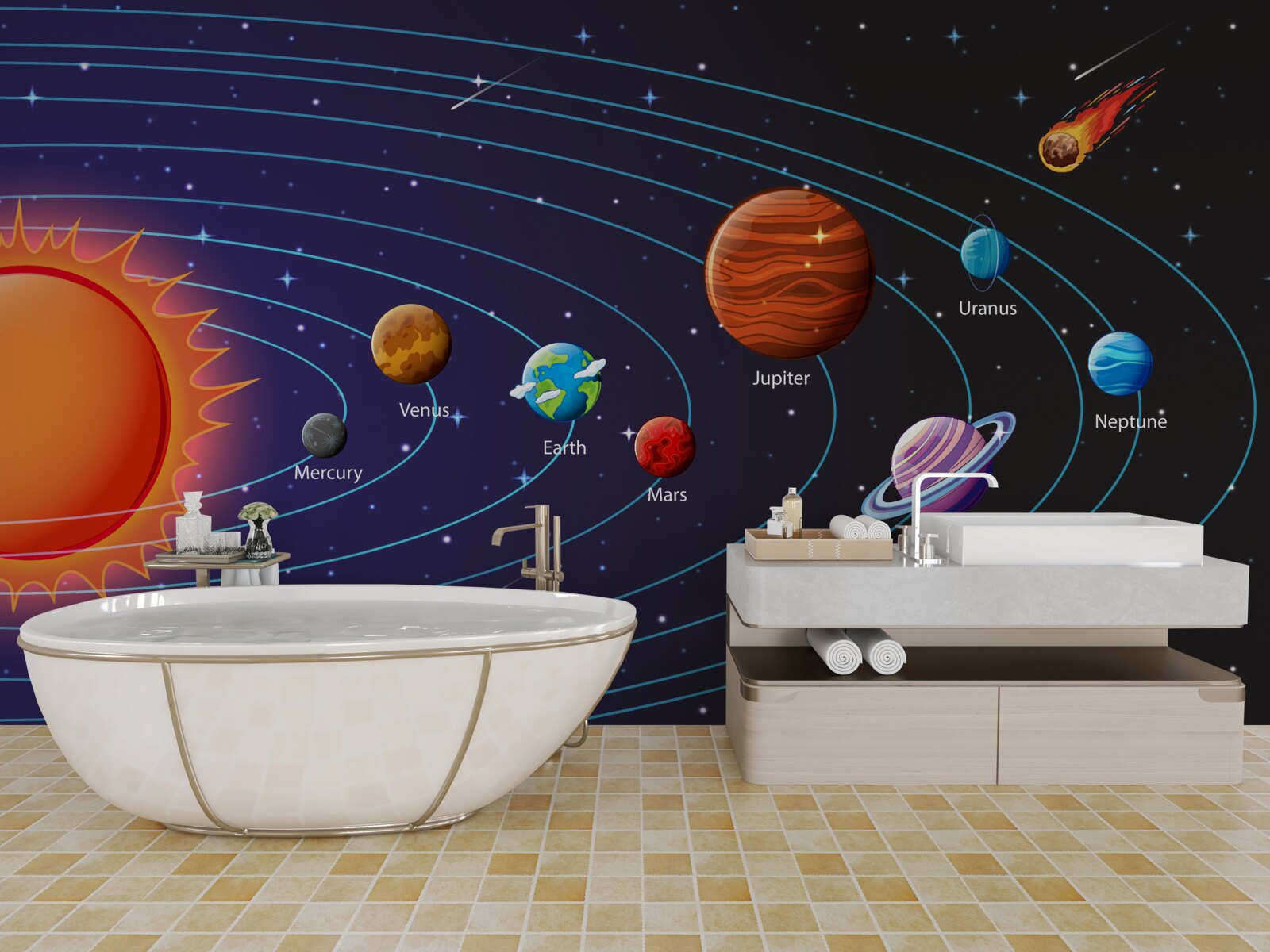 Fototapet succesiunea planetelor în spațiu