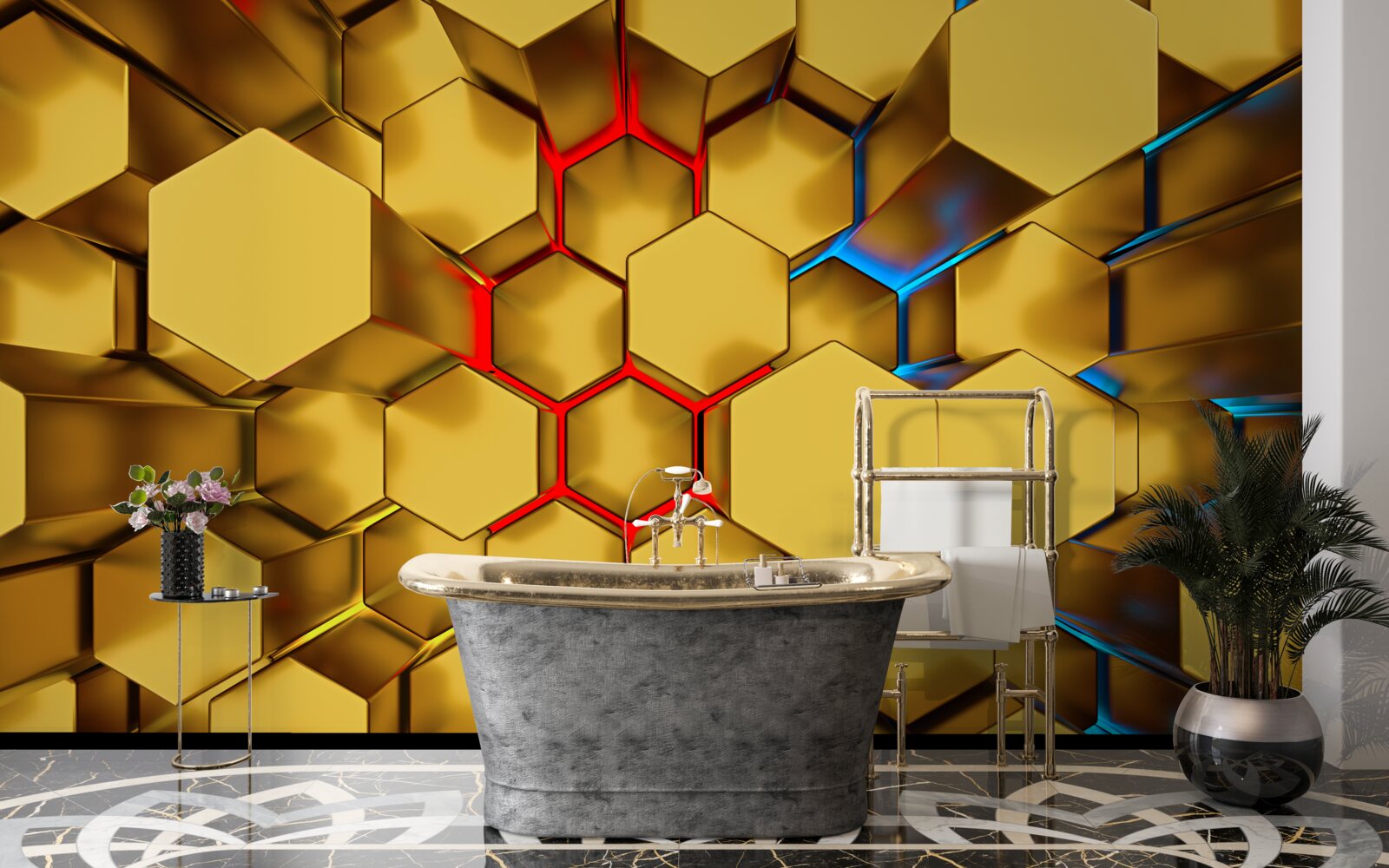 Fototapet cifre volumetrice pentru aur