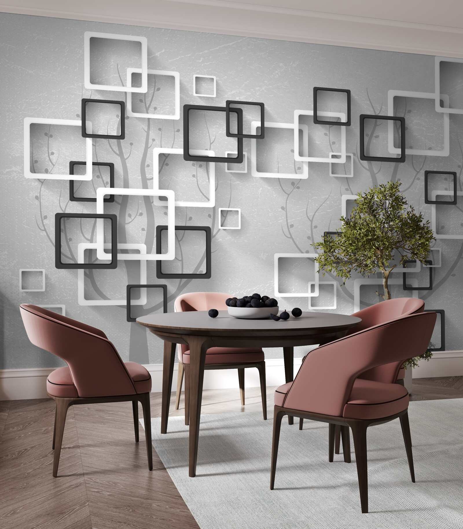 Fototapet pătratele albe și negre reprezintă abstracția