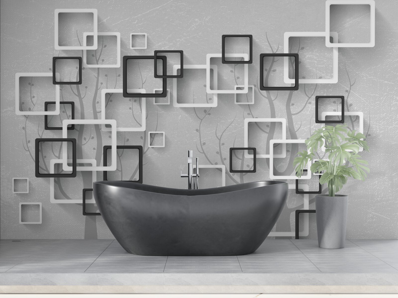 Fototapet pătratele albe și negre reprezintă abstracția