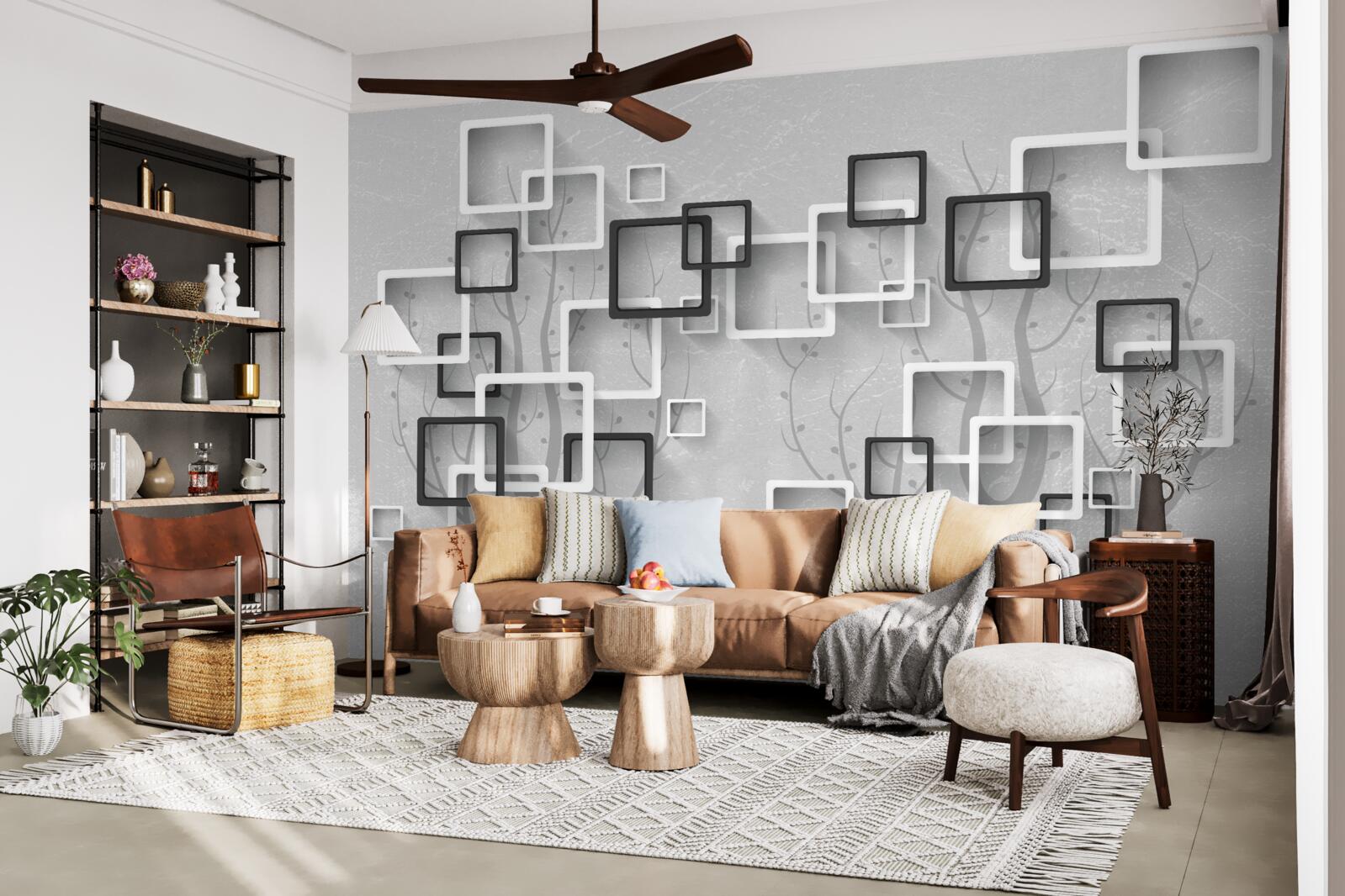 Fototapet pătratele albe și negre reprezintă abstracția