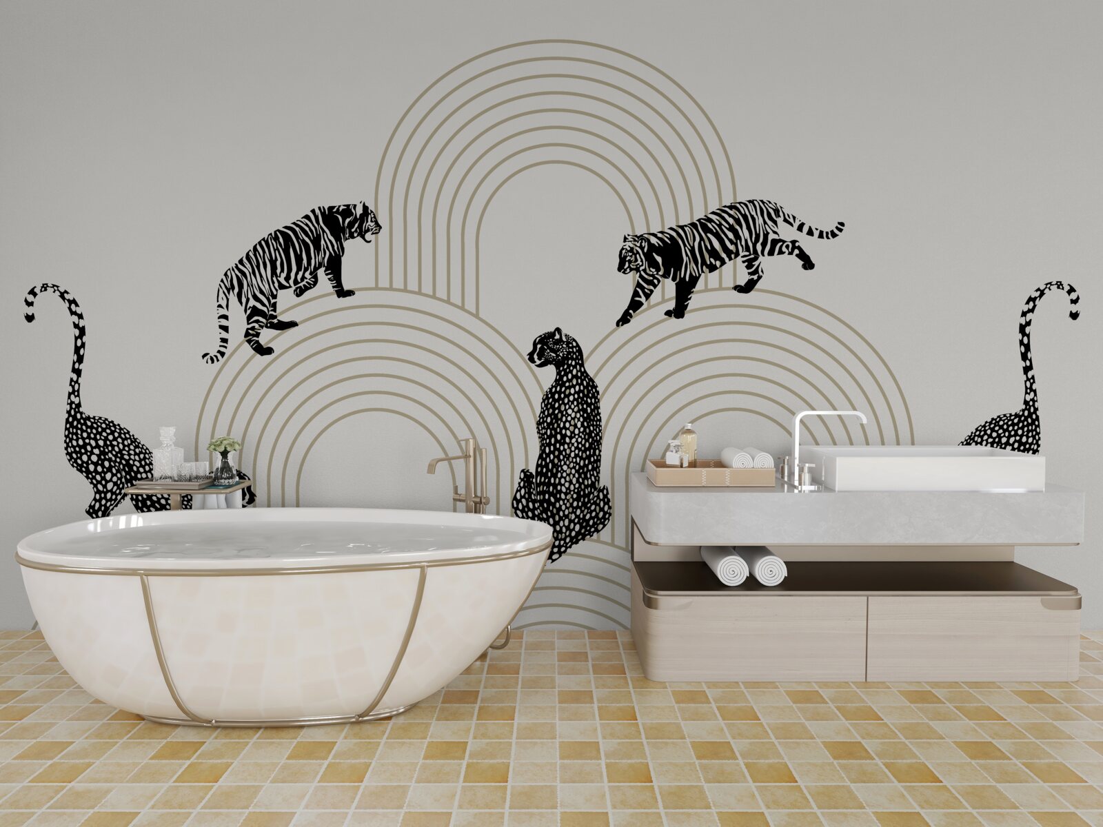 Fototapet tigri și pantere în Highlands