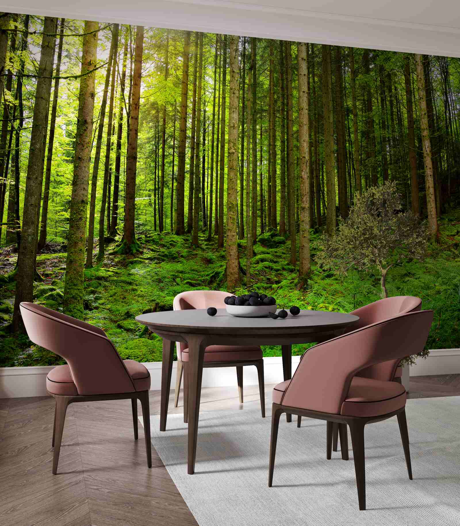 Fototapet razele soarelui pătrund în pădure