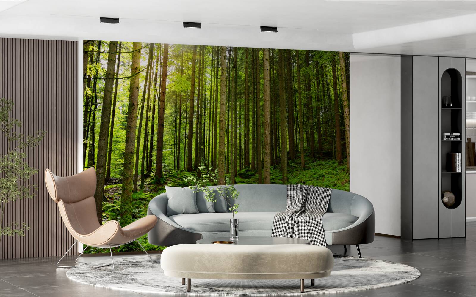 Fototapet razele soarelui pătrund în pădure