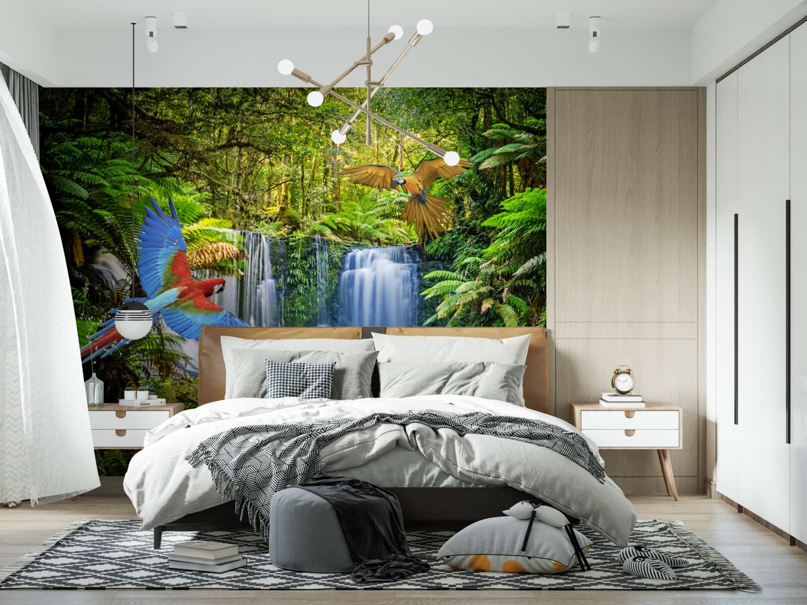 Fototapet o cascadă ascunsă în pădure