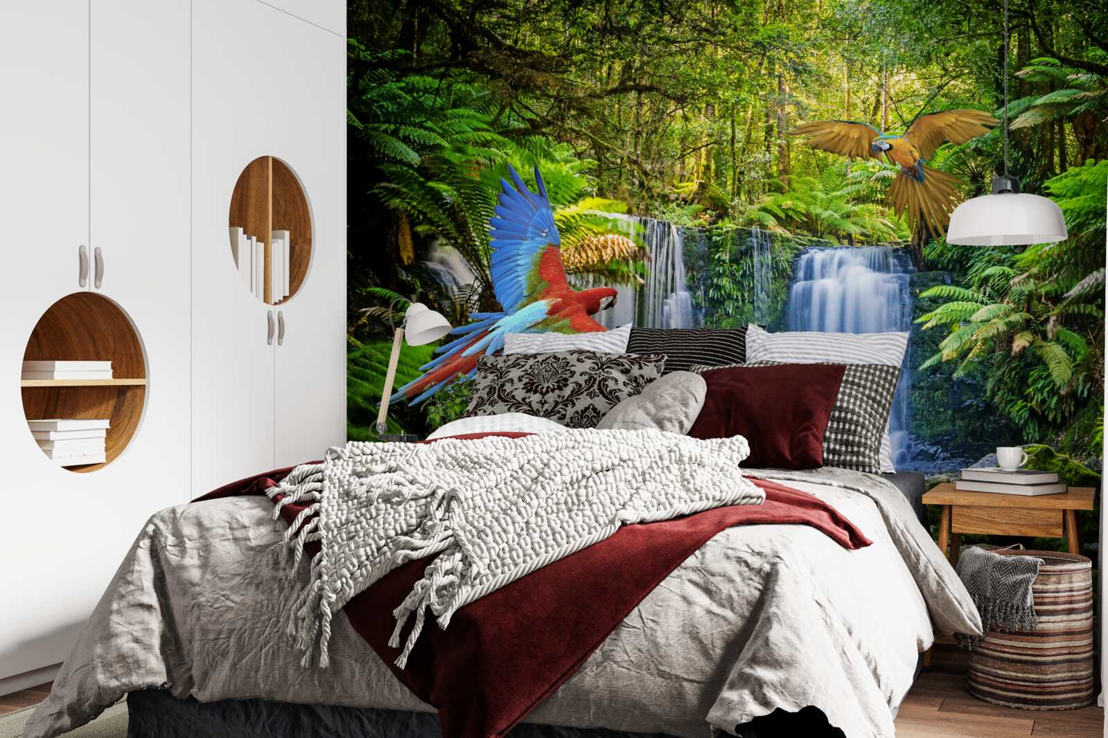 Fototapet o cascadă ascunsă în pădure