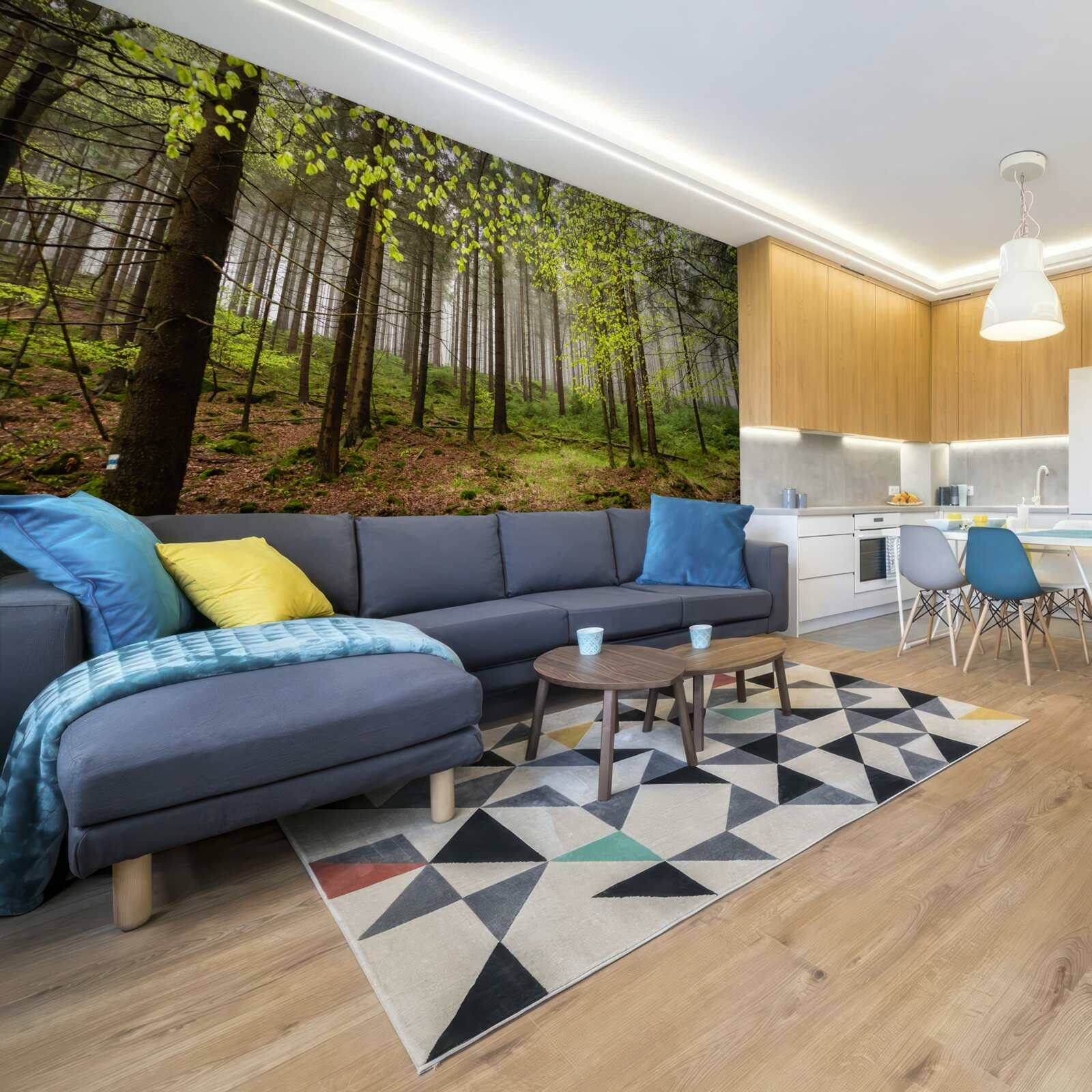 Fototapet pădure verde după ploaie