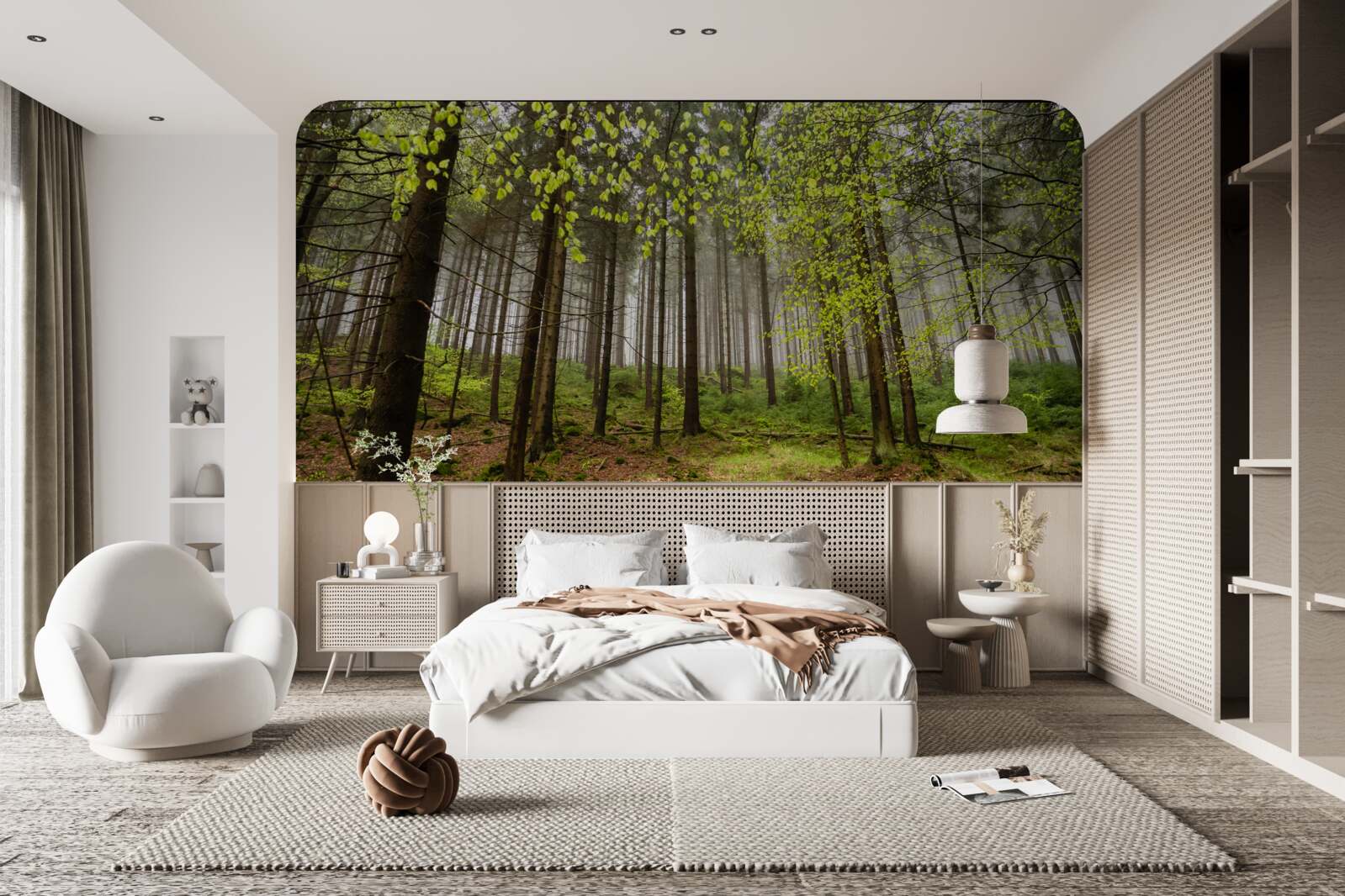 Fototapet pădure verde după ploaie