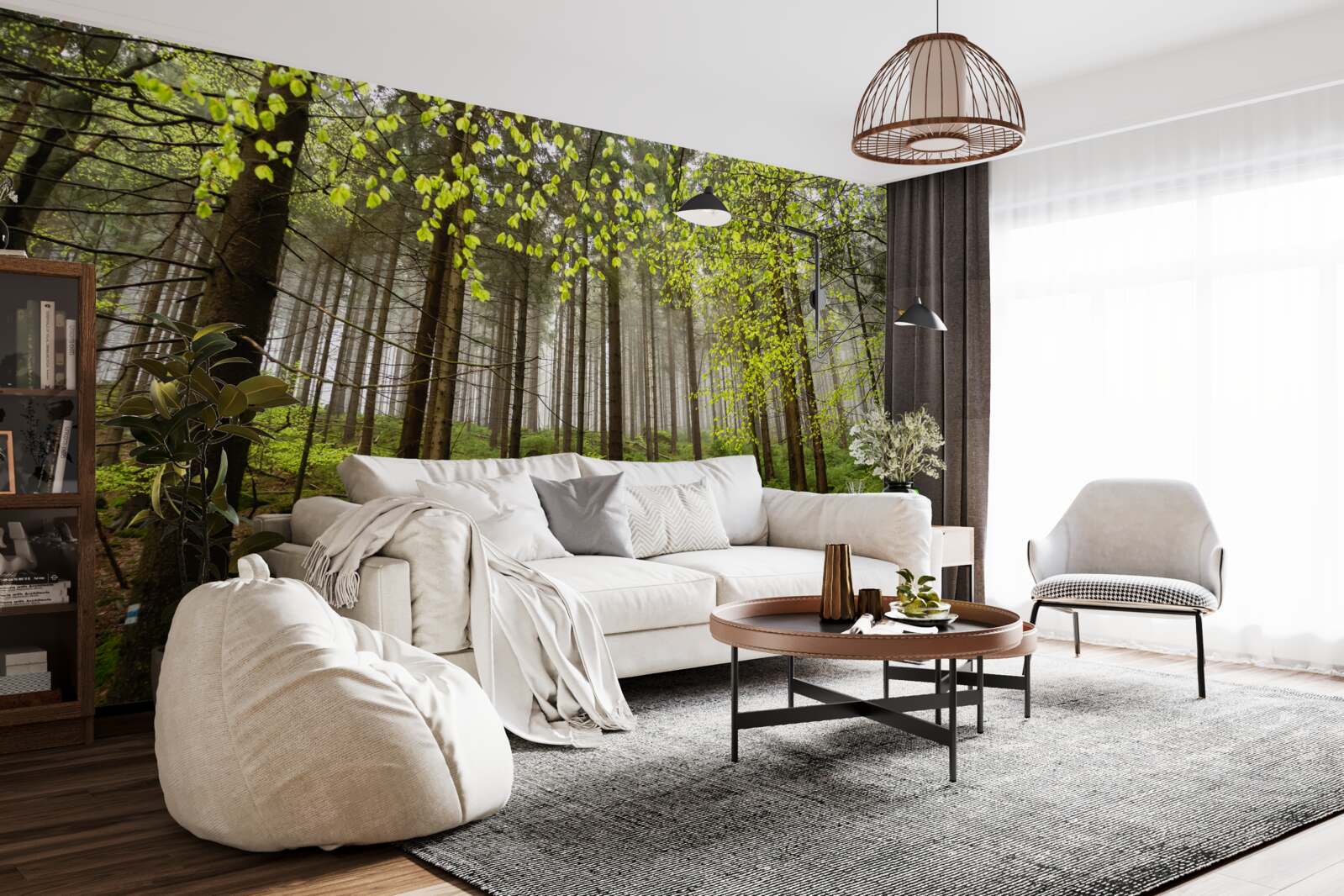 Fototapet pădure verde după ploaie