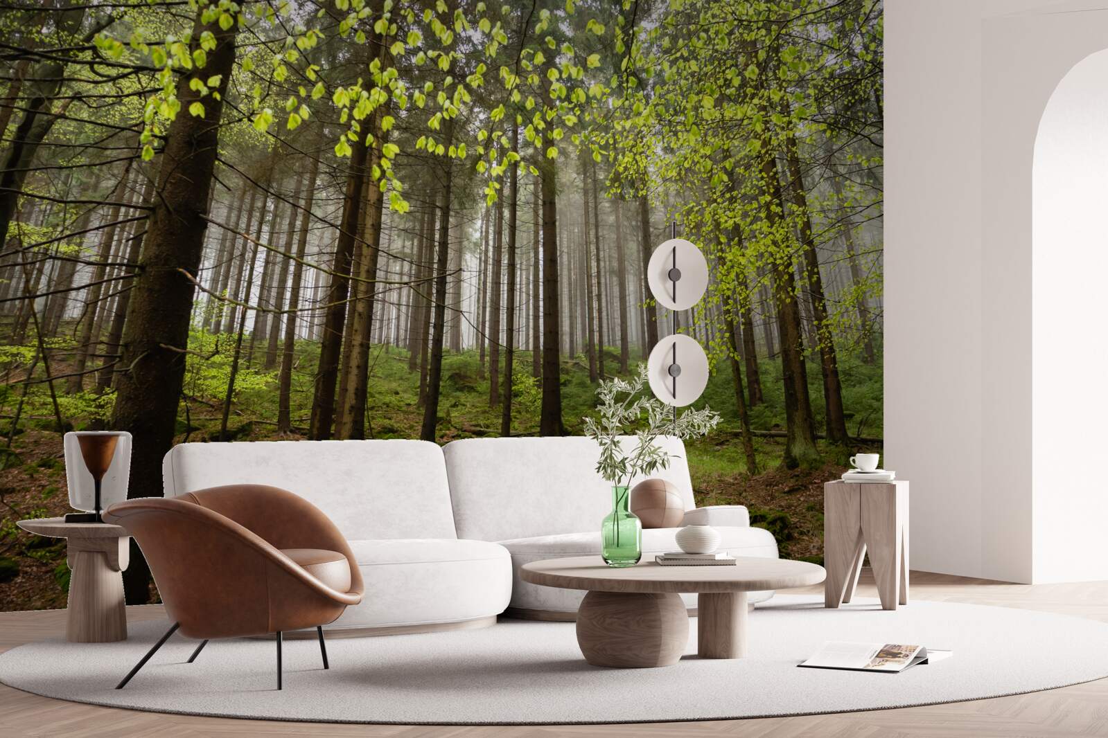 Fototapet pădure verde după ploaie