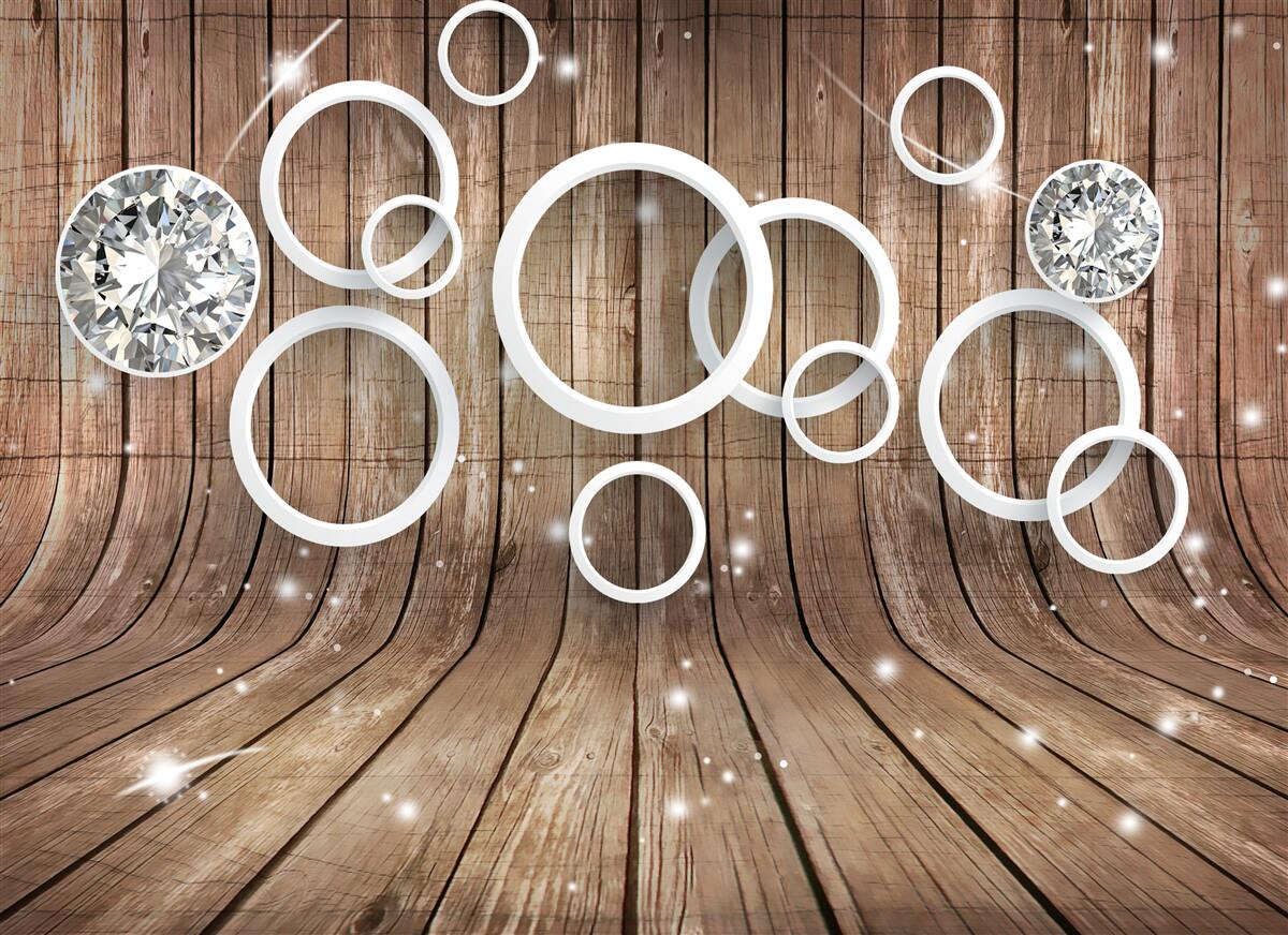 Fototapet textură de lemn și cercuri albe