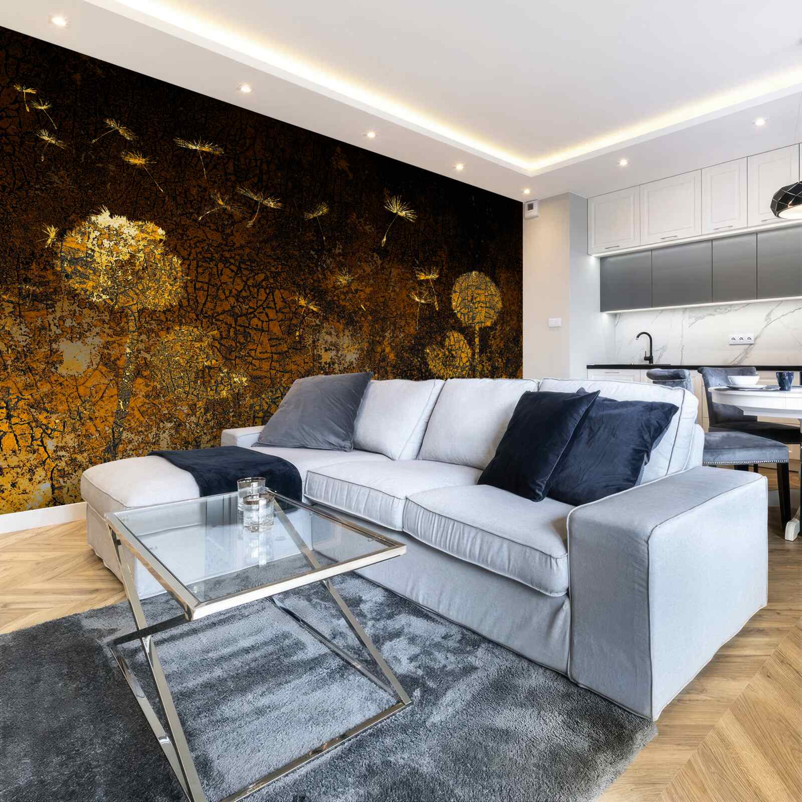 Fototapet noaptea vântul mișcă păpădiile