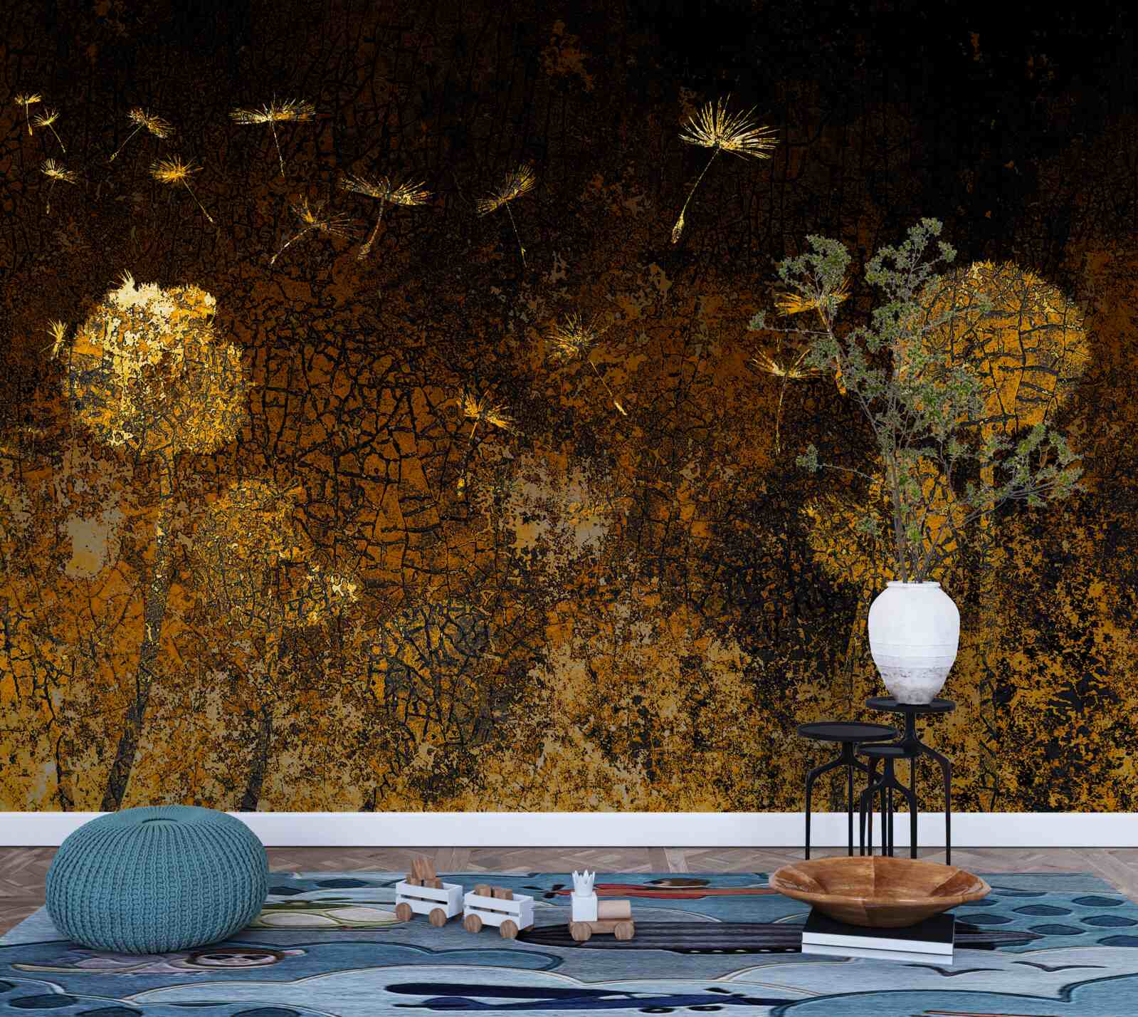 Fototapet noaptea vântul mișcă păpădiile