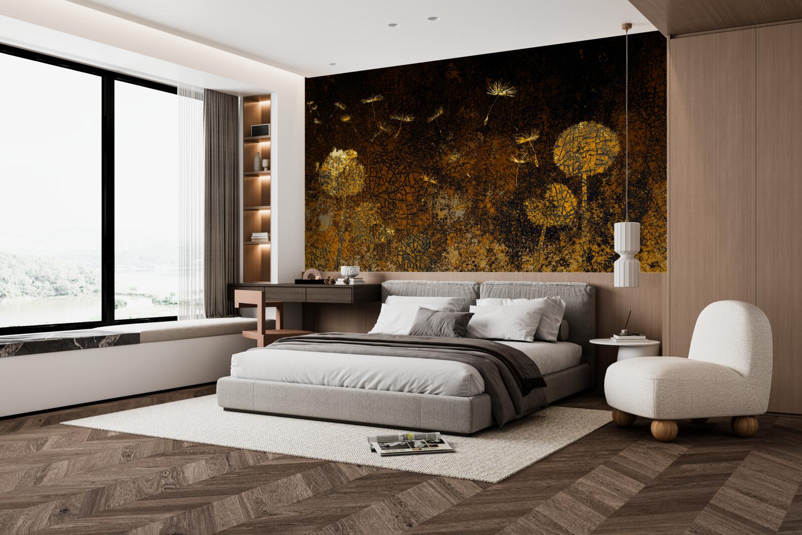 Fototapet noaptea vântul mișcă păpădiile