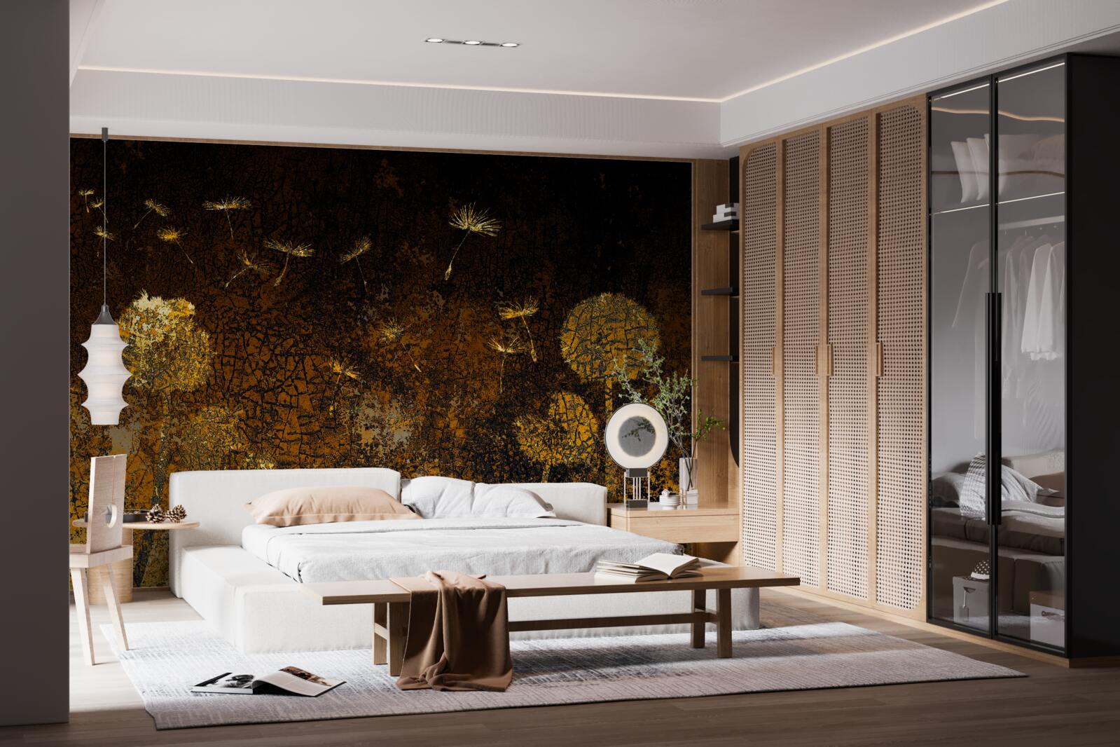 Fototapet noaptea vântul mișcă păpădiile