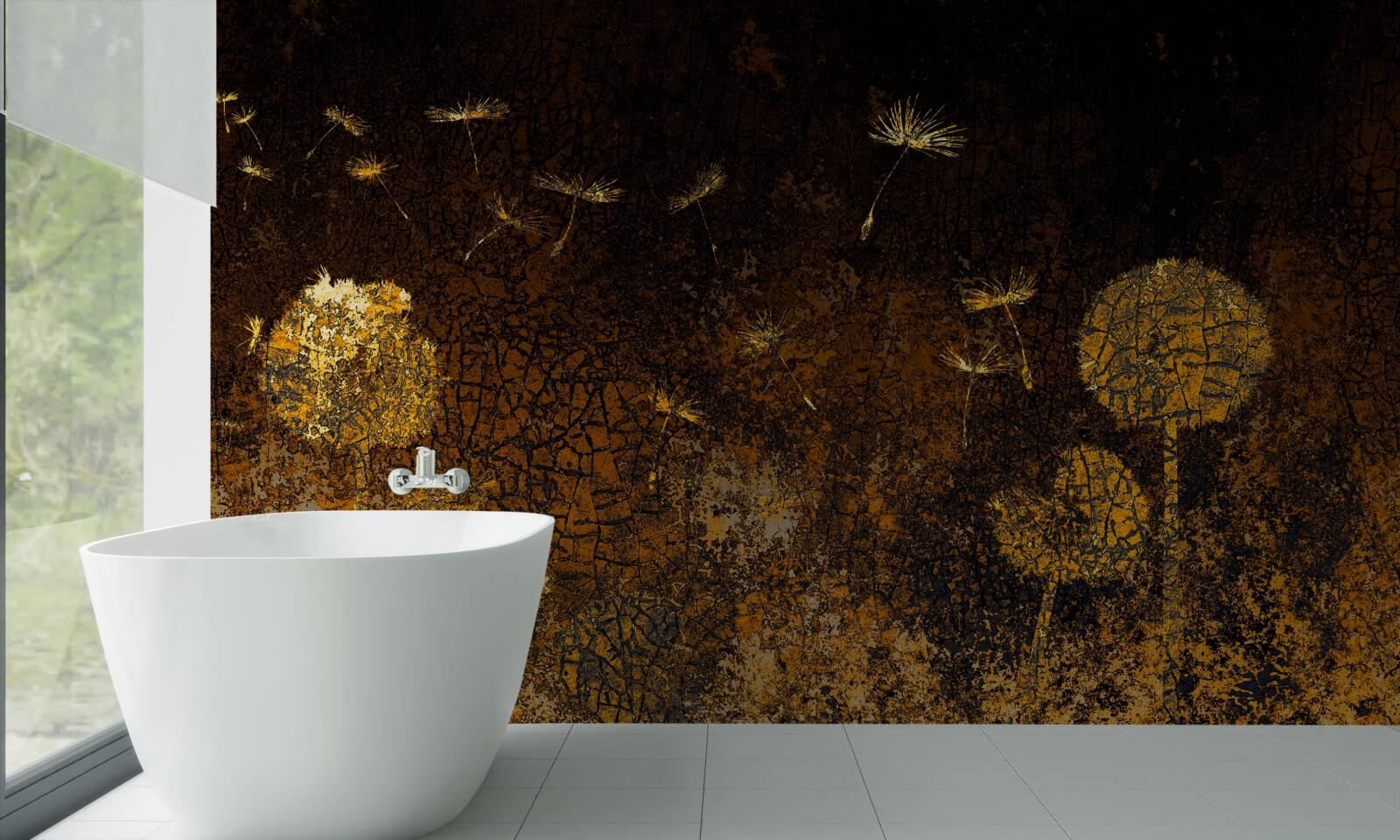 Fototapet noaptea vântul mișcă păpădiile